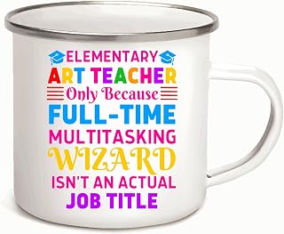 Unique Gift for Art Teacher to Celebrate Multitasking Abilities Perfect for All Ages 12oz Enamel Silver Mug