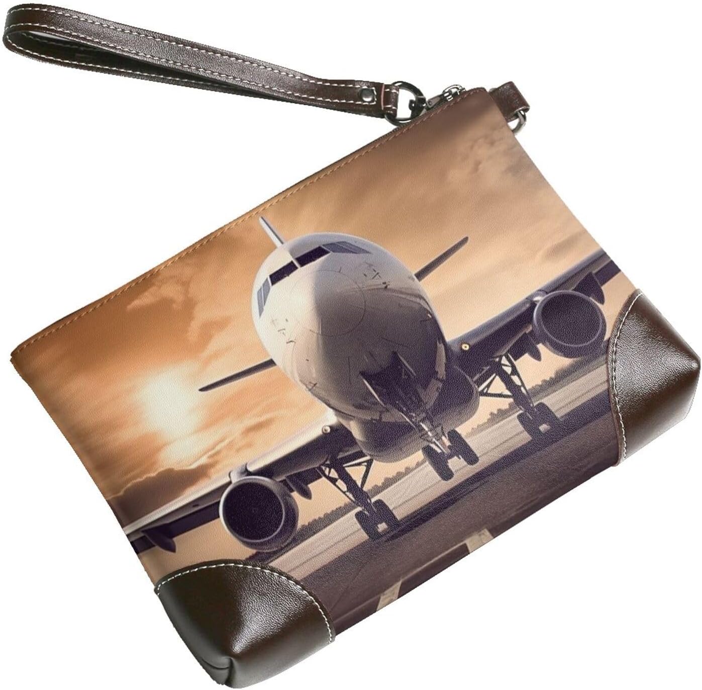 Leather Wristlet Wallet Clutch Purses For Women Ultra-Slim Ladies Handbags Credit Card Holder Airplane Wallet Purses Cell Phone Pouch Bag For Party And Prom, Beach Bag