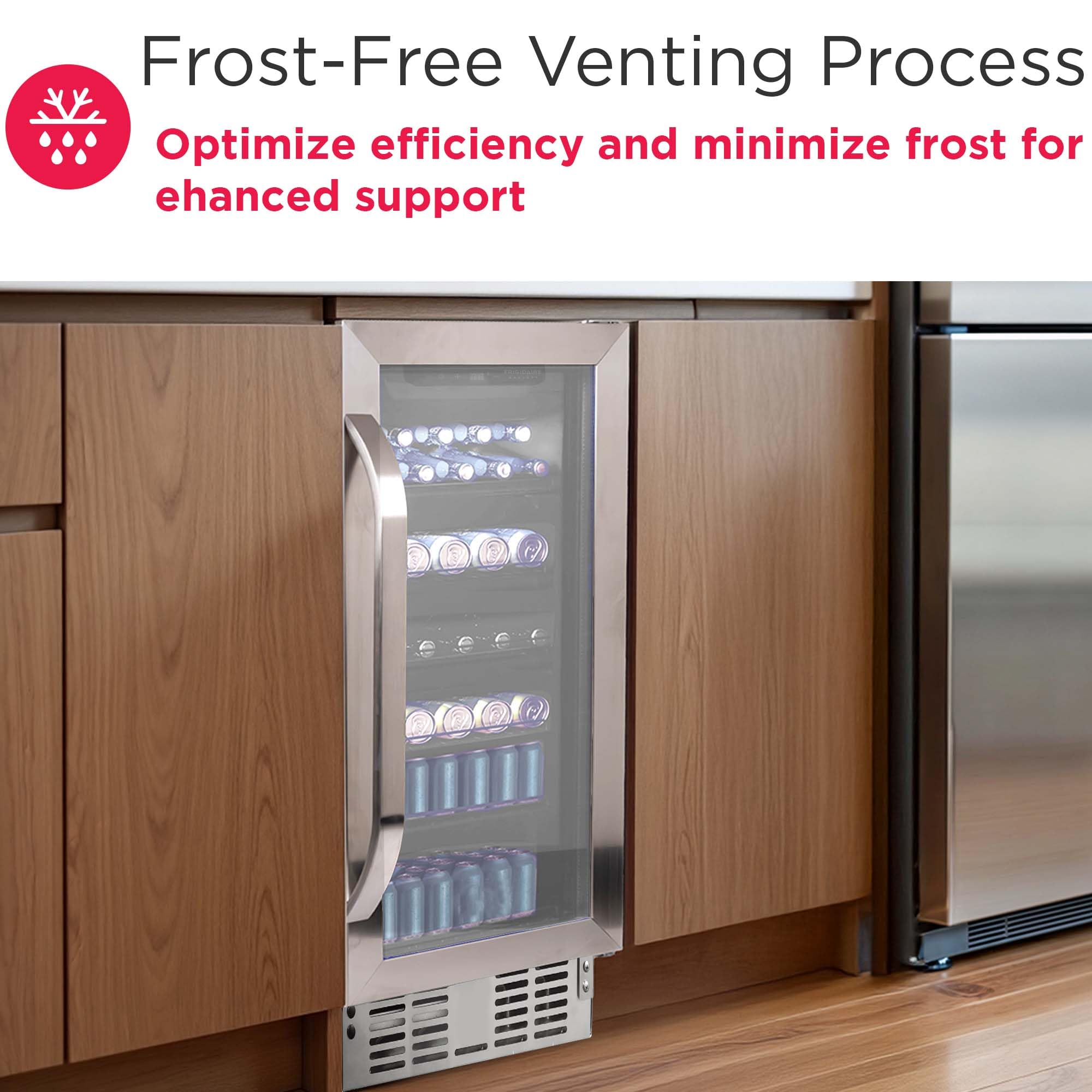 Frigidaire Gallery, 22.5" Wide Beverage Cooler, 30-Bottles Stainless Steel, with Lock, Tempered Glass Door, Frost Free, Glass Door, Stainless Steel, Built-in on Fridge.com