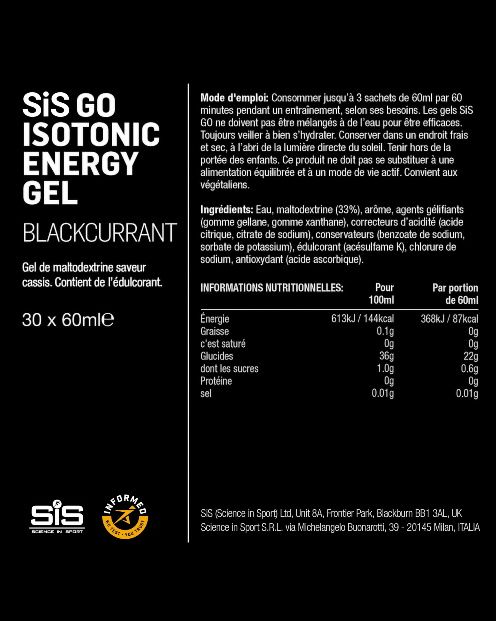 Science in Sport GO Isotonic Energy Gel 30 x 60ml Tropicale, Vegano - Gel energetico con 22g di carboidrati, Ottima fonte di energia, Alternativa ideale alle bevande isotomiche