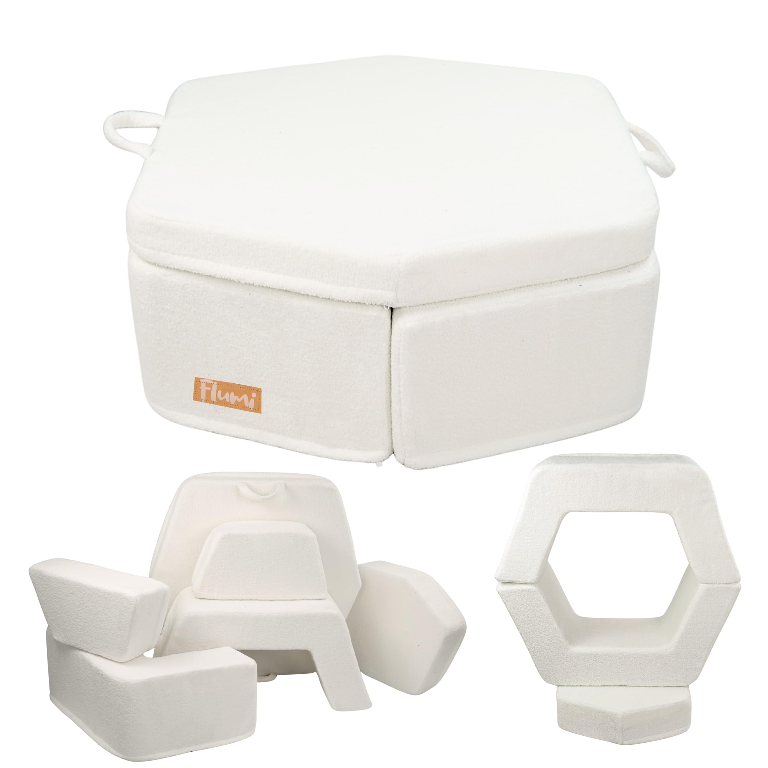 Flumi Sofa modułowa piankowa dla dzieci, zestaw plac zabaw Montessori, klocki XXL (kremowy)