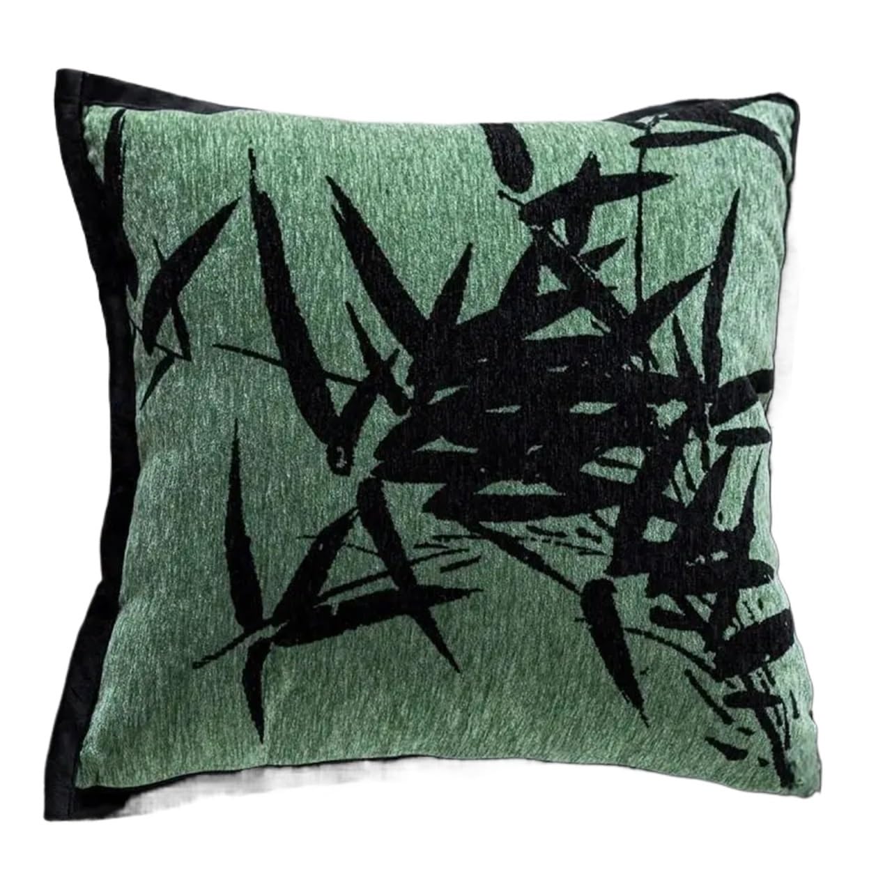 IUVYTA Chenille Pillow Covers Green Cushion Cover 45x45cm Chenille Jacquard Plush Throw Pillow Decoration Ethnic Living(Black bamboo)