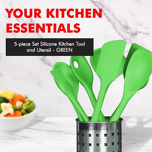 Miniatura 2 de Juego de 5 utensilios de cocina Chef Craft, de silicón, de color azul, Juego de 5 piezas, Verde