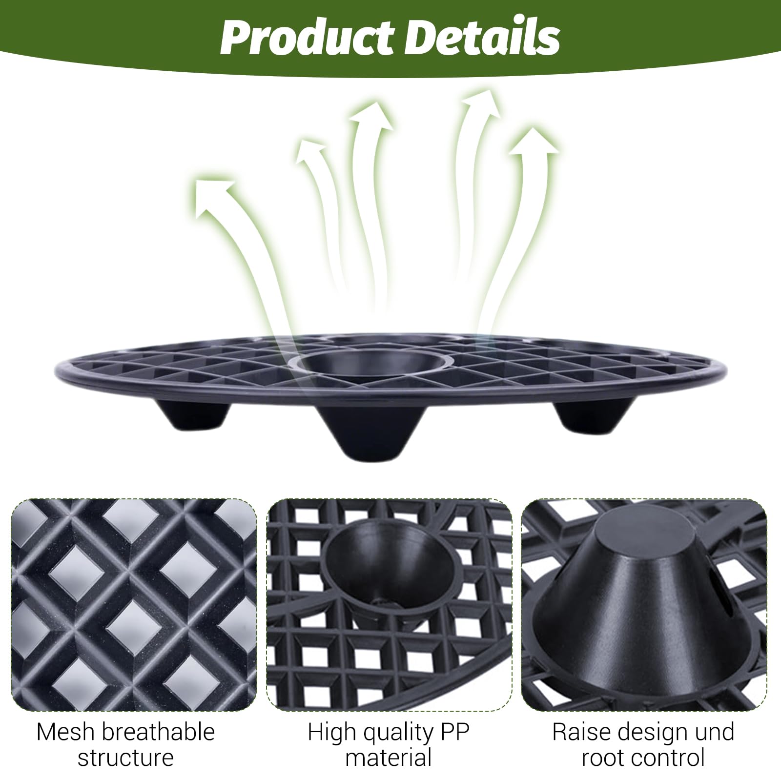 GAESHOW Lot de 6 Élévateurs Pot Fleurs Maille Pad, Pots de Fleurs en Maille, Grille pour bonsaï, Soucoupe en Plastique pour l'intérieur et l'extérieur, Grille de Drainage (20cm)
