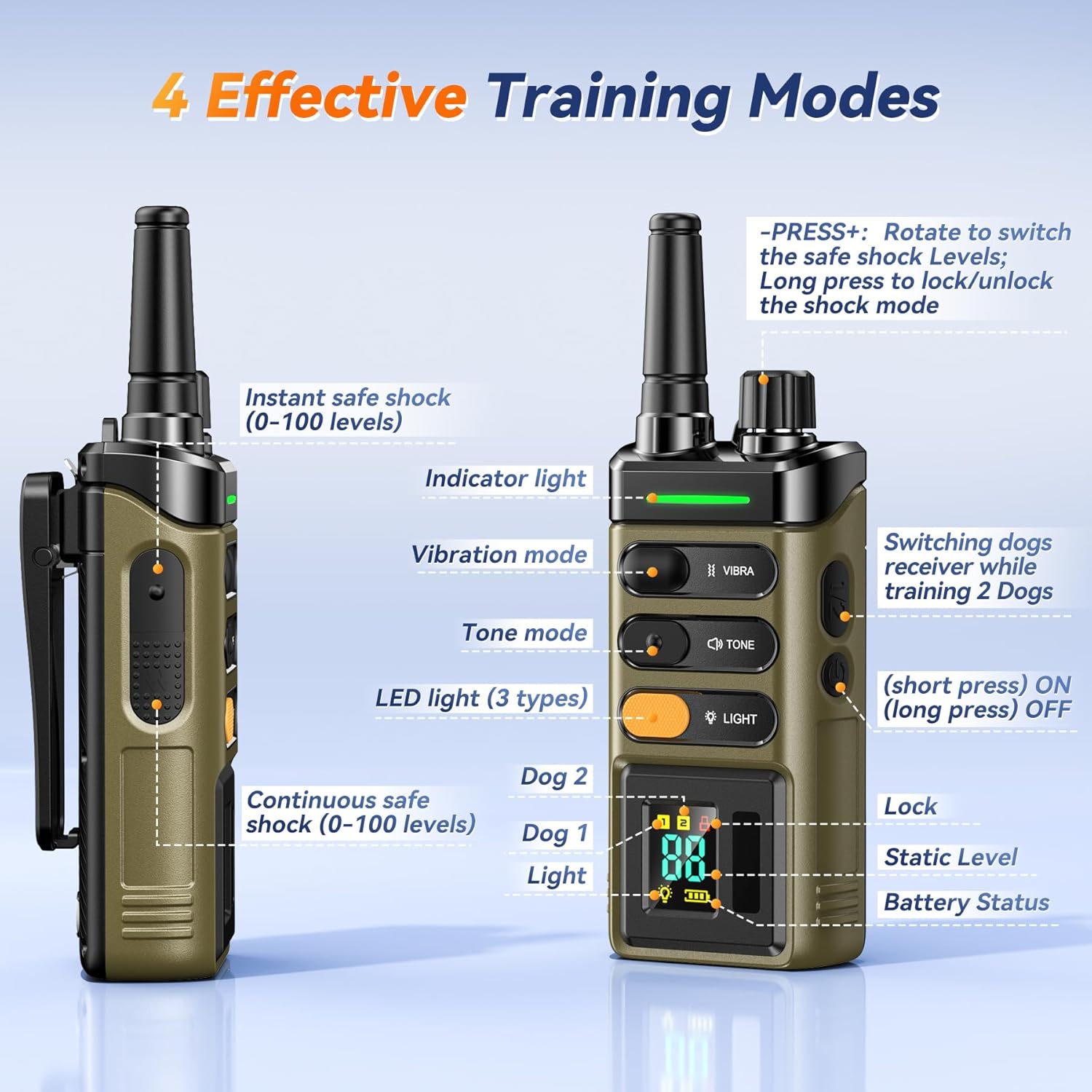 Dog Shock Collar - 5280FT Dog Training Collar with Remote for 15-120lbs Small Medium Large Dogs Rechargeable Waterproof e Collar with Beep, Vibration, Safe Shock(1-99)