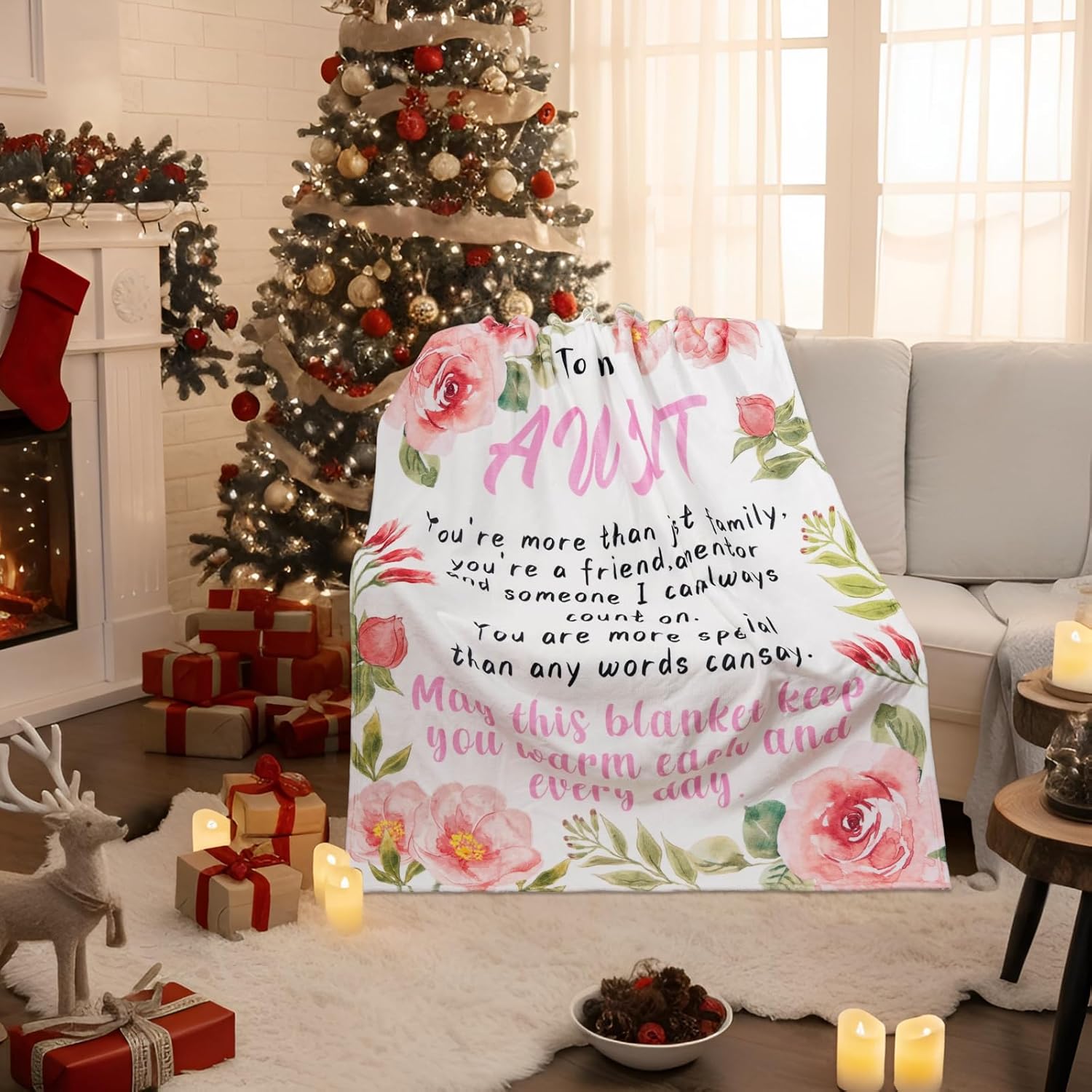 Tian Zhun Aunt Gifts for Women Aunt Blanket from Niece Aunts Soft Warm Throw 50 x 60 Inch for Bed Sofa Office