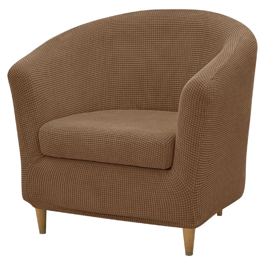 Buaogdvg Café Stretch Chaise Longue Cover 2 Piece Sofa Covers 1 Seater Tub Chair Cover With Washable Cushion Cover For Living Room Hotel(Café)