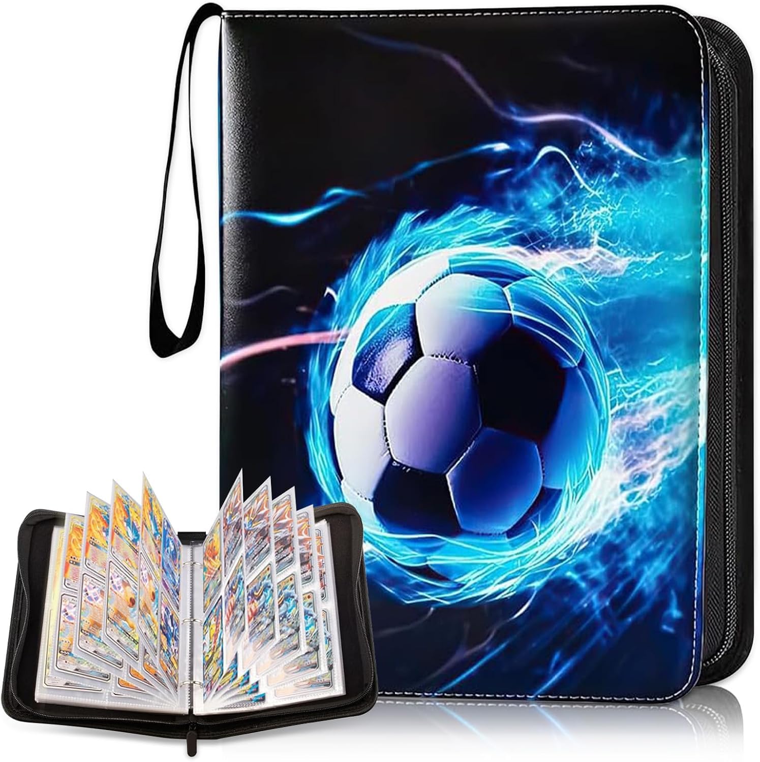 Scrapbook Football Cards 50 Pages 900 Pockets Football Cards Scrapbook Double-Sided Large Portable Waterproof PU Folder Gift for Collectors and Children's Birthday for TCG, MTG