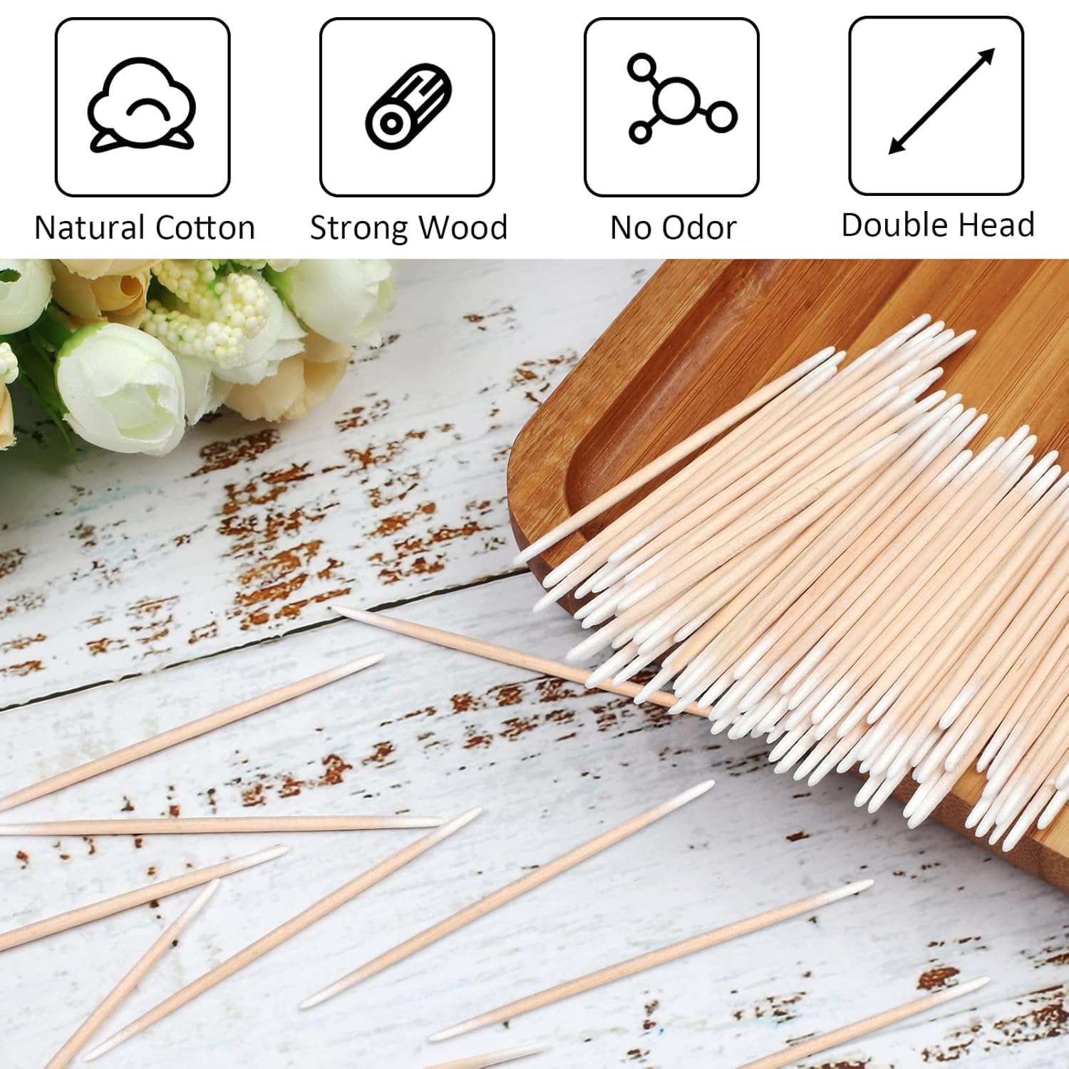 kissxiaoya 1200 hisopos de algodón Microblading, hisopos de punta doble, punta de precisión multiusos, palos de madera para maquillaje, suministros permanentes para tatuajes