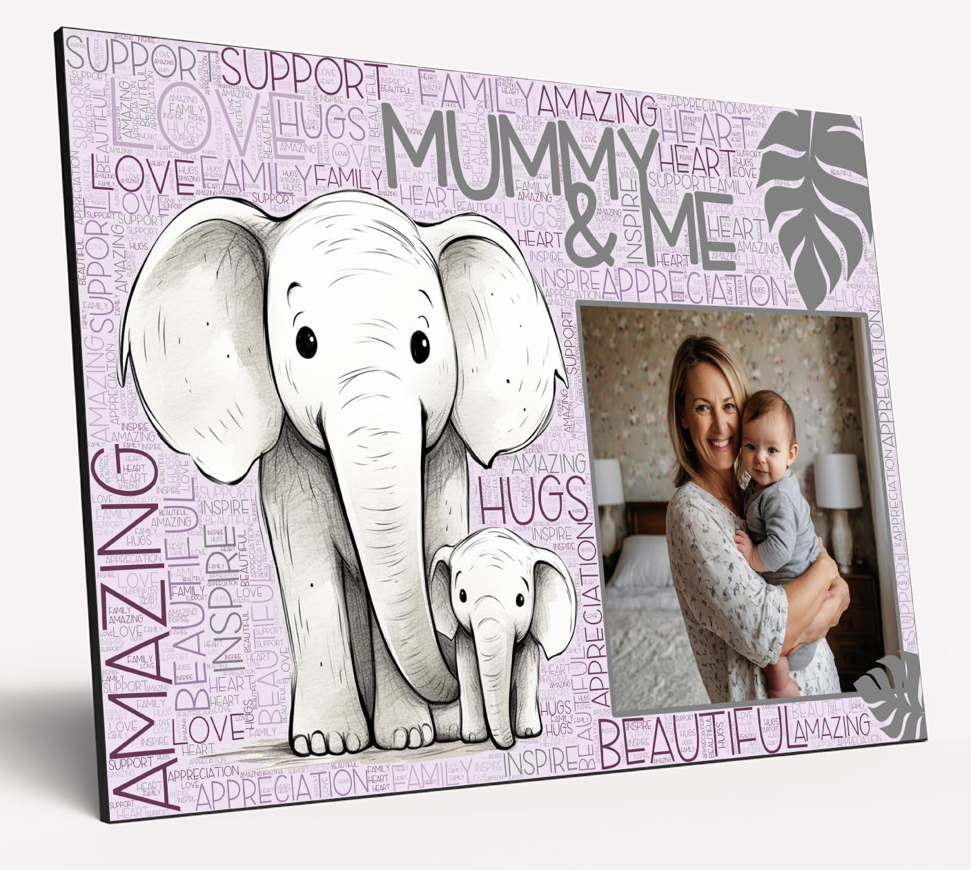 The Plum Penguin Girls Mummy & Me Elephant Personalised Wooden Word Cloud Wall Art A4 Photo Print Gift For Her Mother’s Day Mum From Kids
