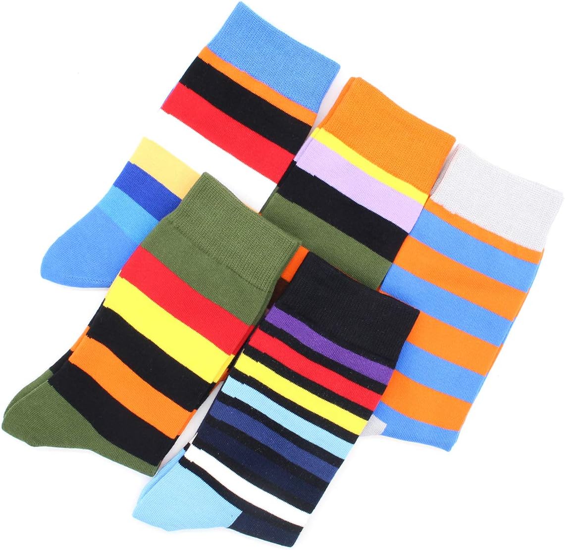 TOEJYJ Mens Fun Dress Socks, Pattern Funny Casual Socks Pack, Colorful Striped Cotton Novelty Socks Size 10-13 - Image 3
