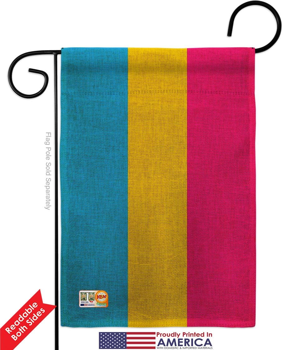 Pansexual pride Burlap Garden Flag Support Rainbow Love LGBT Gay Bisexual Transgender Small Decorative Gift Yard House Banner Double-Sided Made In USA 13 X 18.5