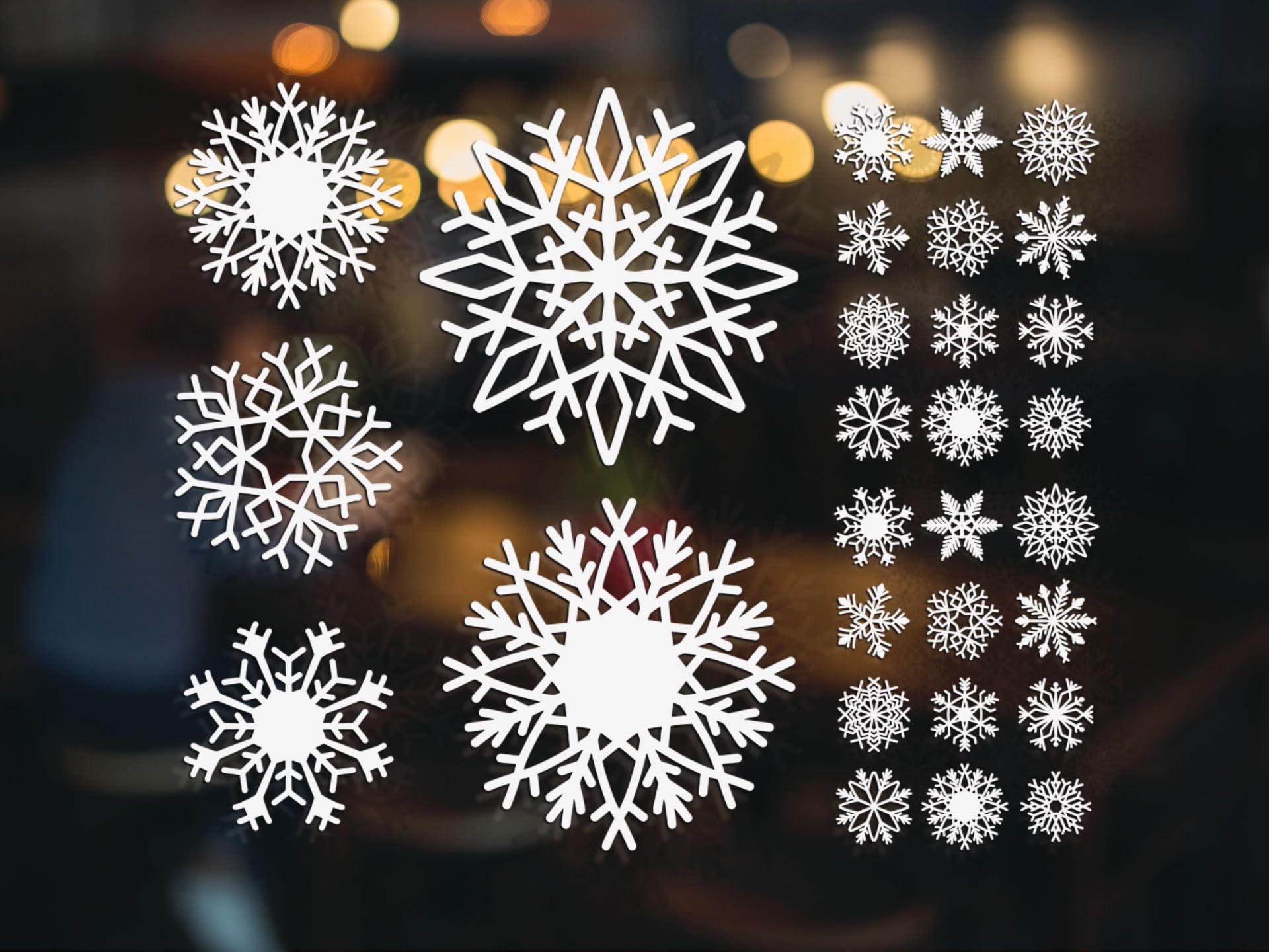 Quotemywall White/Light 29X Snowflake Window Stickers For Shop Window Displays Home Christmas Window Décor Removable Decals