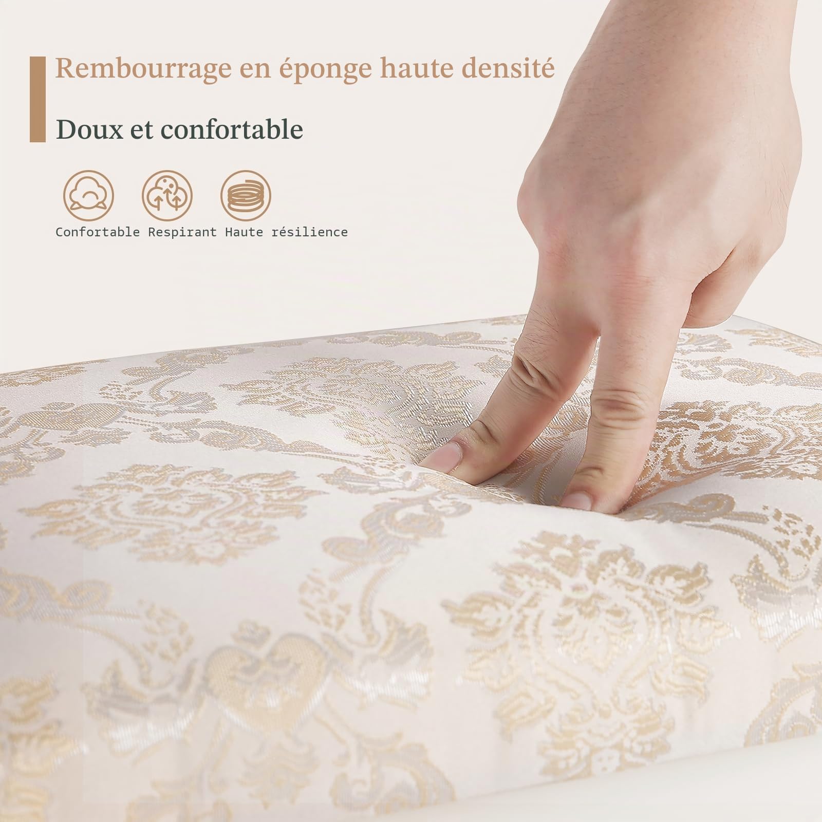 WOLTU Tabouret de Coiffeuse, Tabouret de Piano Rembourré, pour Chambre à Coucher, Salon, en Blanc, MB6011