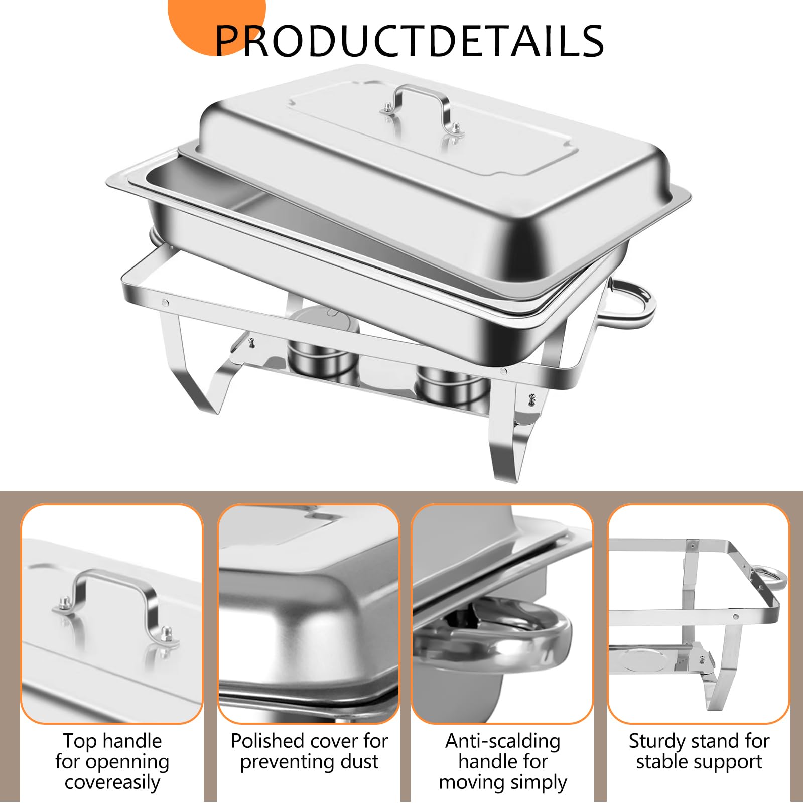 9L Chafing Dish Catering Buffet Set, 4 Pezzi Set Buffet Scaldavivande, Acciaio Inossidabile Chafing Dish Buffet Set, Buffet Servers E Scaldabagni, per La Cena Ristoranti Banchetti Feste di Nozze