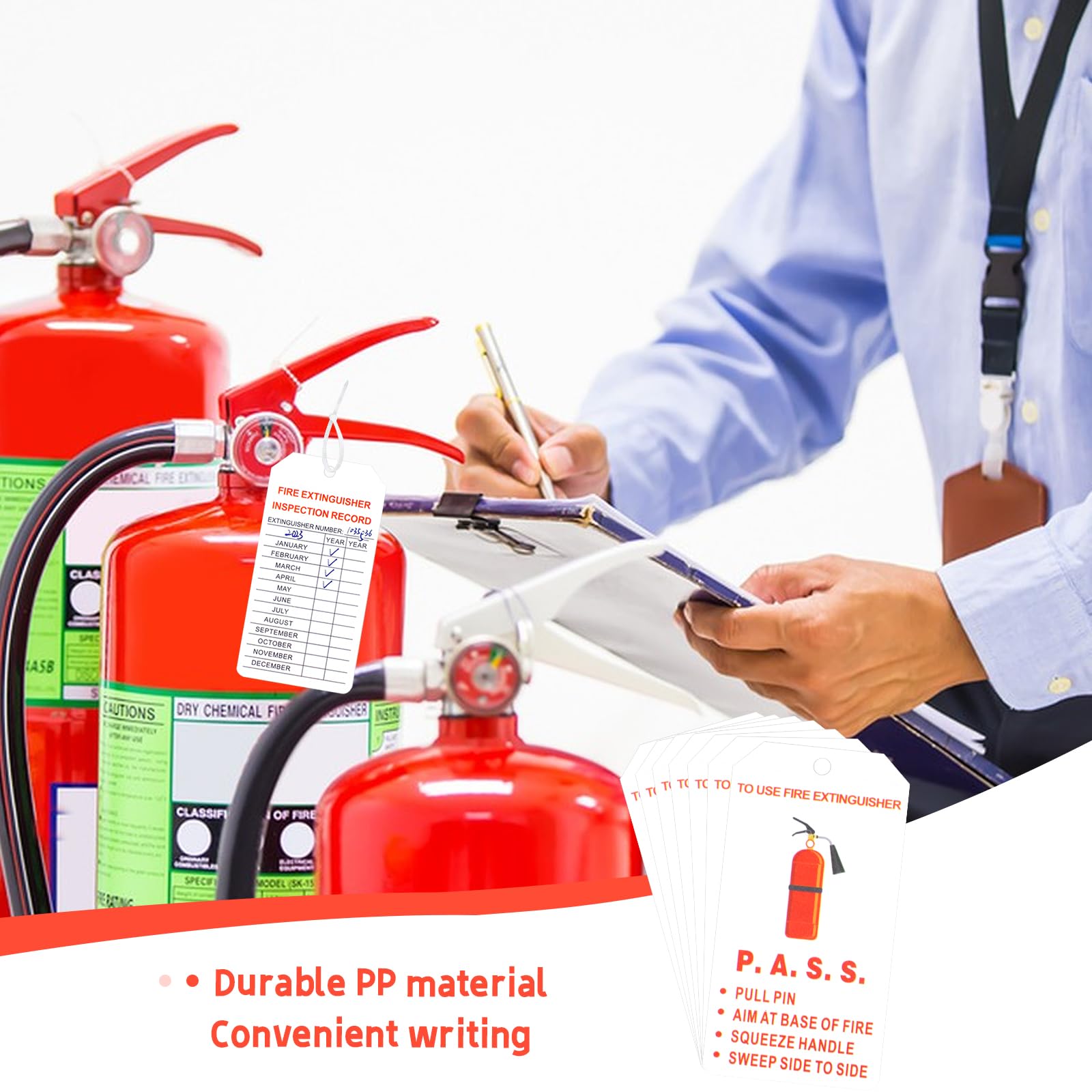 Fire Tag Check Machine Tamper Seal Record Tags 50 Pack Fire Extinguisher Inspection Tag Covers ...