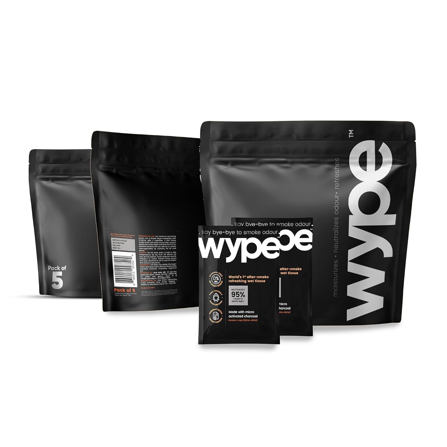 WYPE Instant Odour Control Wipes | Neutralizes Strong Smells in 90 Seconds | Instantly Refreshing, Non-Sticky & Moisturizing | Alcohol-Free Face & Hand Wipes | 3 x Pack of 5 Individually Wrapped Sachets WYPE Instant Odour Control Wipes | Neutralizes Strong Smells in 90 Seconds | Instantly Refreshing, Non-Sticky & Moisturizing | Alcohol-Free Face & Hand Wipes | 3 x Pack of 5 Individually Wrapped Sachets