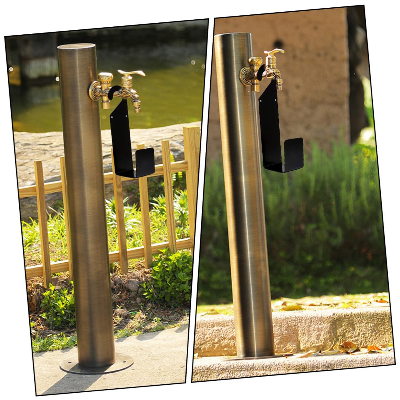 VICASKY Porta Tubo da Giardino in Acciaio Carbonio Nero Supporto da Parete Solido per Organizzare Tubo Acqua Estensibile Gancio Portatubo Resistente per Uso Esterno e Irrigazione