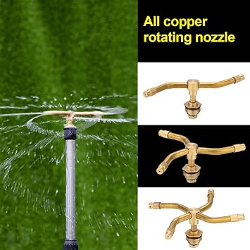 2 PCS 2 Arm Automatic Rotary Sprayer, 360 Degree Rotation Irrigation System Sprinkler Head, Sprinklers for Plants, Large Area Coverage Watering Nozzle Spray Irrigation for Garden