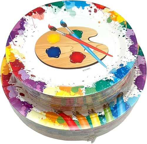 Miniatura 3 de Oojami 100 platos de papel de 50 a 9 pulgadas, platos de papel de postre de 50 a 7 pulgadas para bautismo de bebé, primera comunión, bautizo,