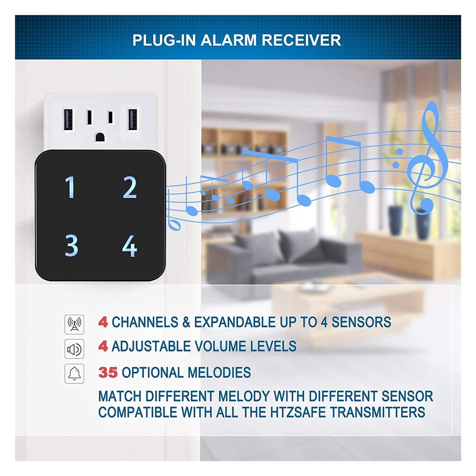 Sistema de Alarma, Alarma Inteligente De 400 Metros, For La Entrada Inalámbrica Solar, Sensor Y Detector Movimiento Resistente A Intemperie For Exteriores, Alerta Seguridad DIY(KIT1)