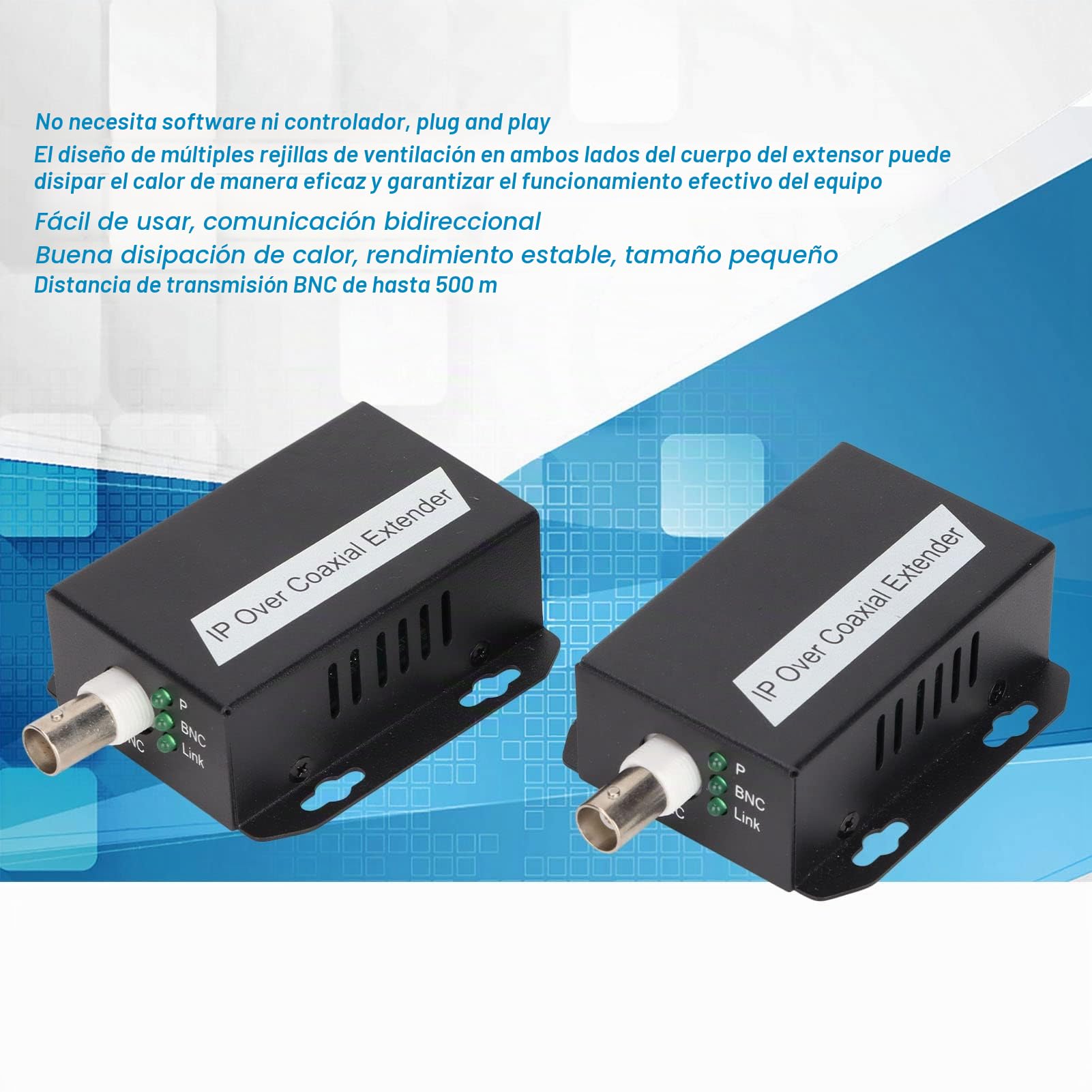 Bewinner Extensor de IP de 2 Piezas, Conjunto de Extensor de Ethernet Convertidor de Cable Coaxial, Adaptador de Ethernet Estable de Tamaño Pequeño de Comunicación Bidireccional