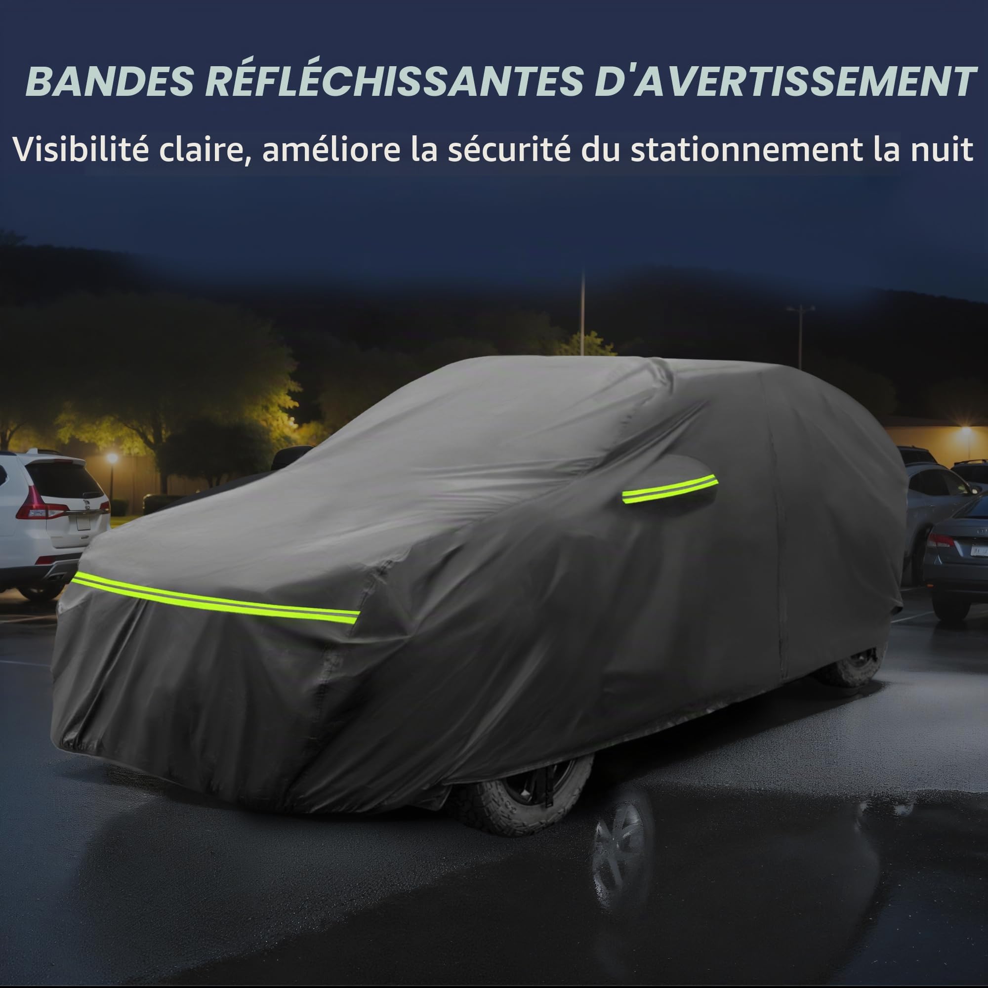 A ABSOPRO Housse Voiture Complète pour Renault Kangoo II 08-21 1pc | Couleur Noir, Matériau 210D-PU, Extérieur, Coupe-Vent, Protection Solaire, Fermeture Éclair Porte Conducteur, Respirant
