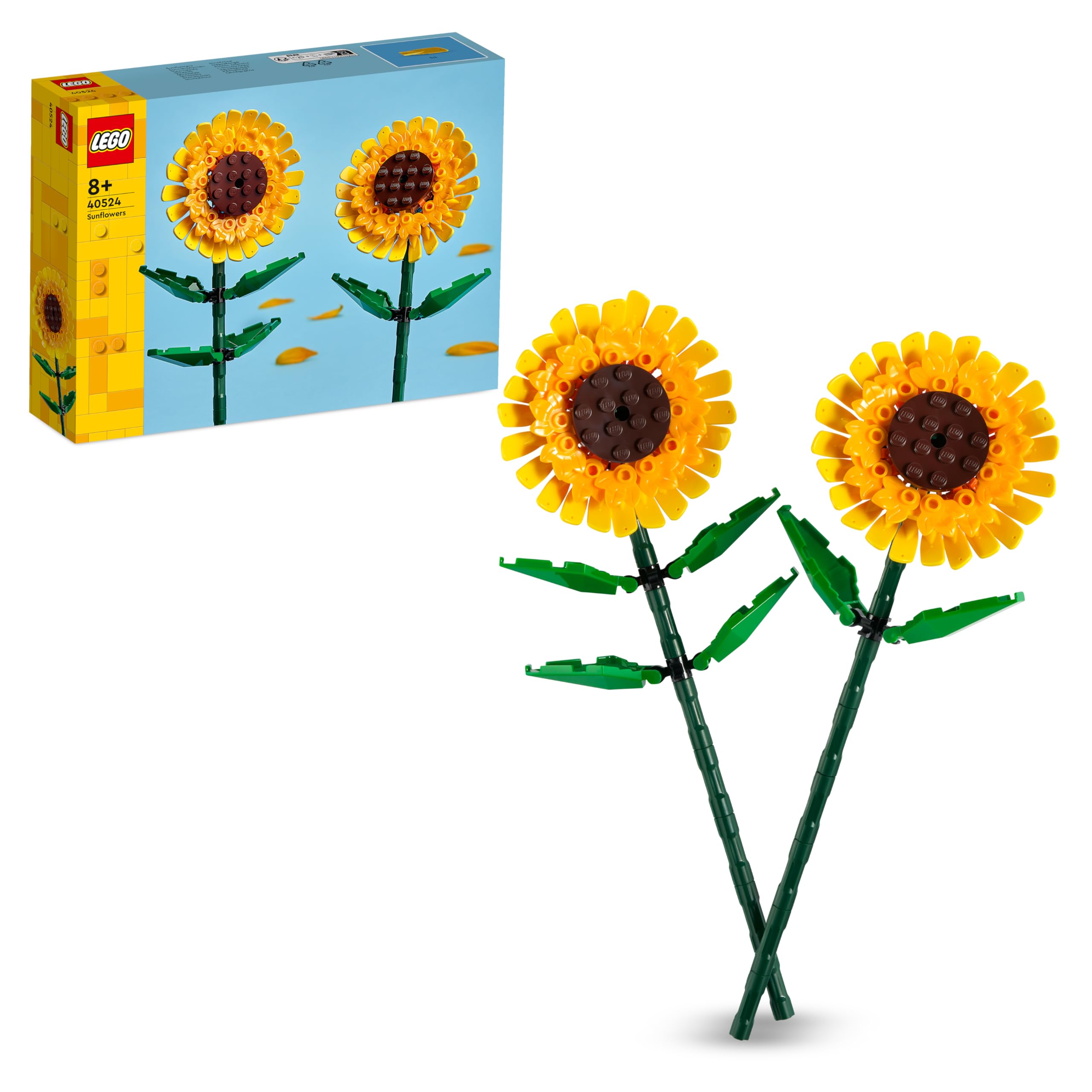 Botanicals Sunflowers - Yellow Faux Flowers Building Set - Gift for Mothers or Floral Home Decor for 8+ Year Old Girls and Teenagers - Botanical Collection - 40524