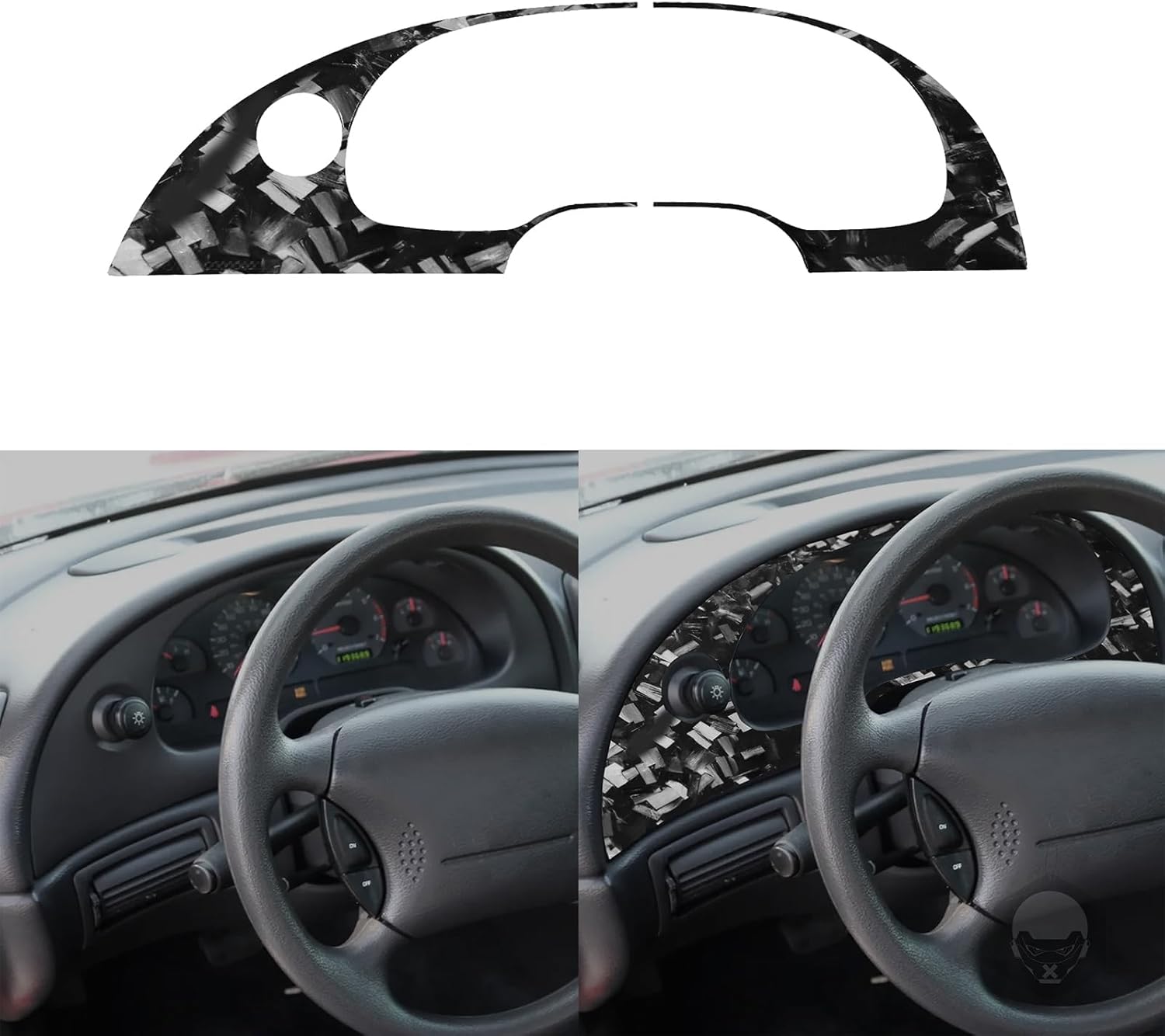 Real Premium Forging Carbon Fiber Interior Accssories Sticker Compatible with Ford Mustang 2001 2002 2003 2004 Car Speedometer Panel Trim Cover Dashboard Decor Decal