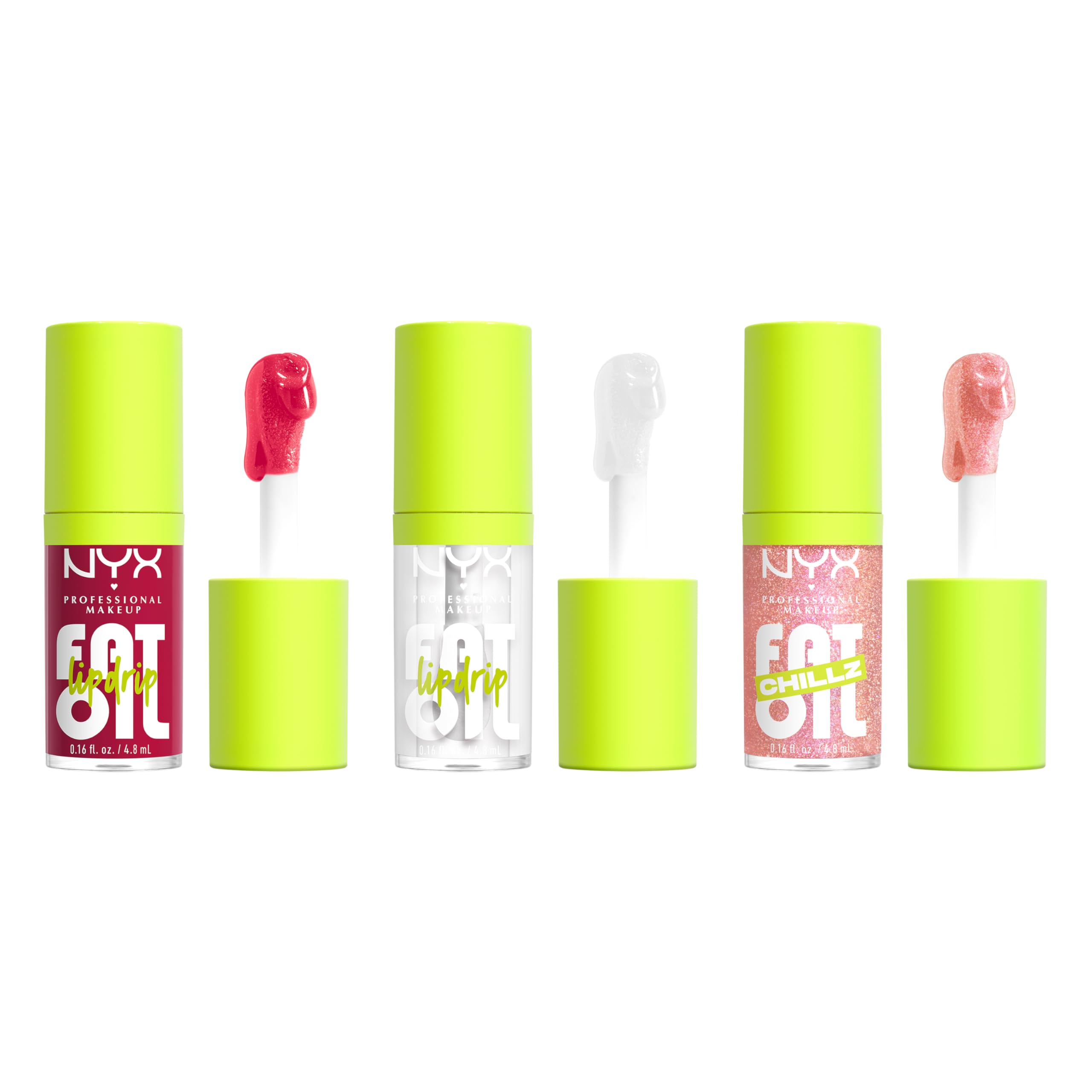 NYX Professional Makeup Coffret Trio Gloss Huiles à Lèvres Fat Oil | Huile framboise mûres squalane, Brillance intense non collante, Formule vegan, Coffret édition limitée 3 teintes
