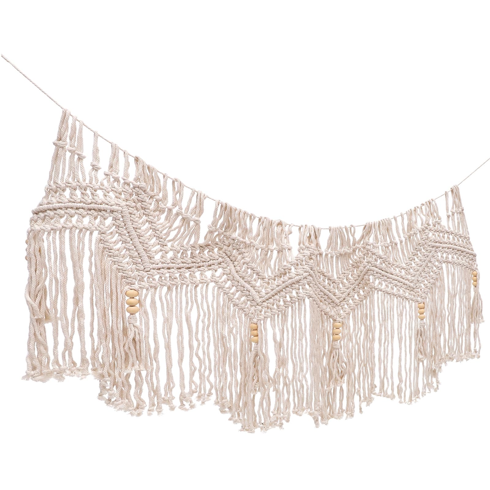 Tapisserie macramé beige pour habiller un mur vide de dortoir et réchauffer la pièce