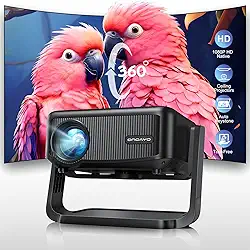Mini-projetor com WiFi e Bluetooth: [1000 ANSI/Suporte ajustável de 360°/Foco elétrico/Keystone automático] Projetor portátil de filme, teto externo, proyector de atualização ONOAYO 1080P para