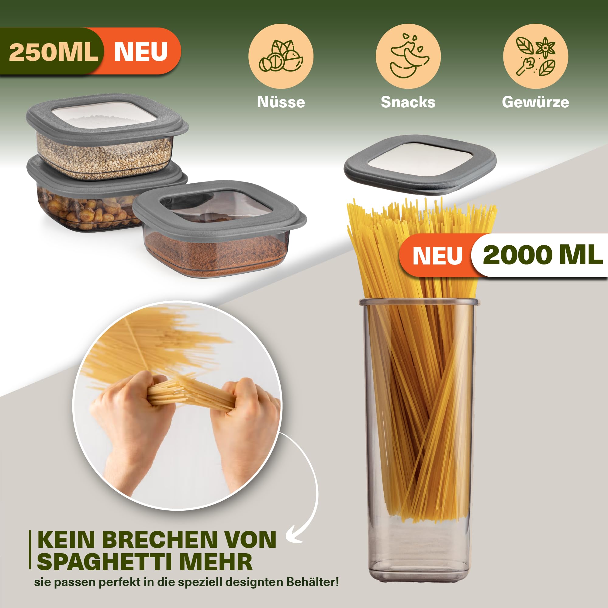 Viwares Contenitori con coperchio, ermetici, set da 48 contenitori senza BPA, per la conservazione della farina di cereali, cucina, pratico organizer da cucina, contenitori per alimenti