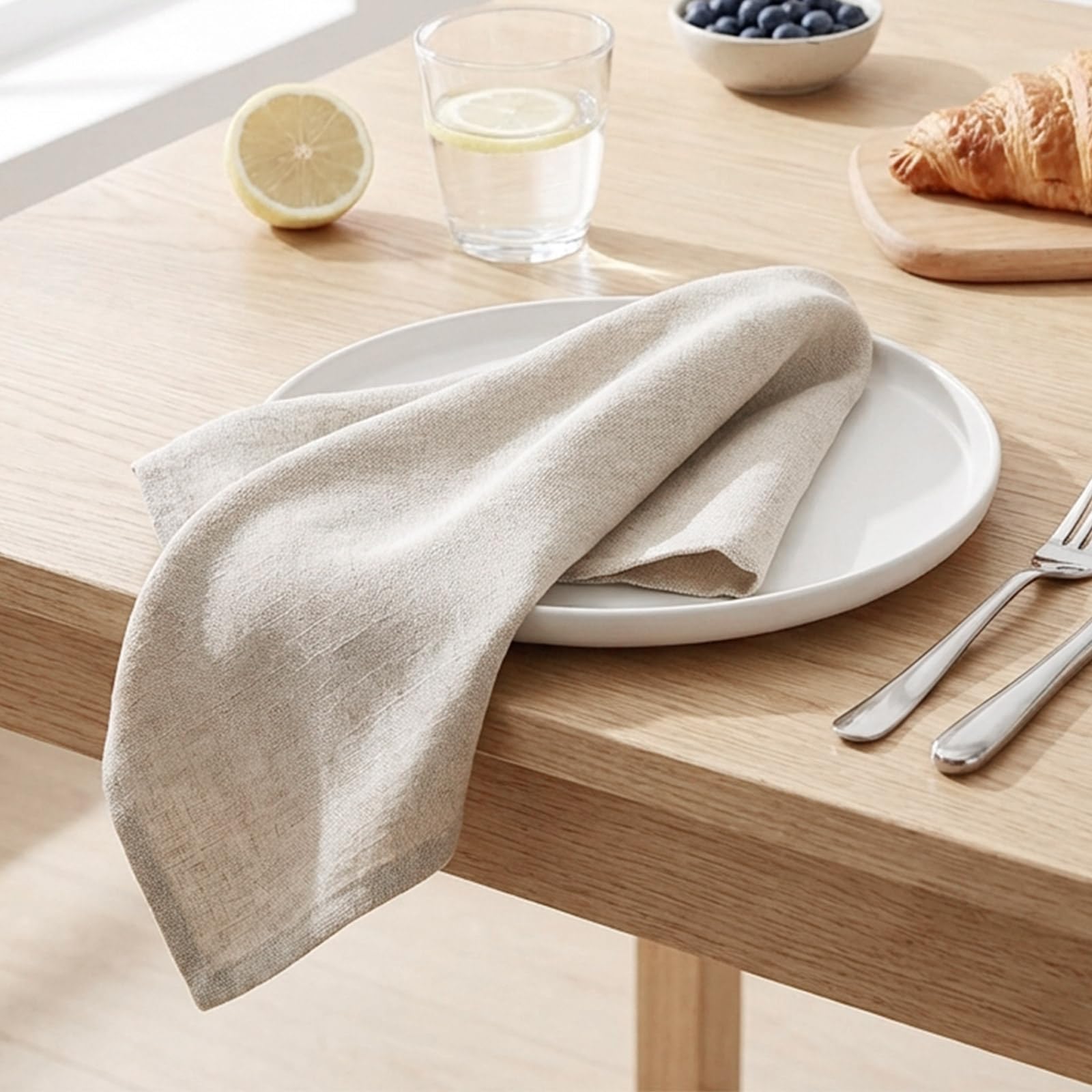 Stoffservietten 30 Stück Leinen und Baumwolle Beige 40x40 cm | Saugfähig und Schnelltrocknend, Waschbar, Faltbar für Besteck, für Hotels Hochzeiten Restaurants