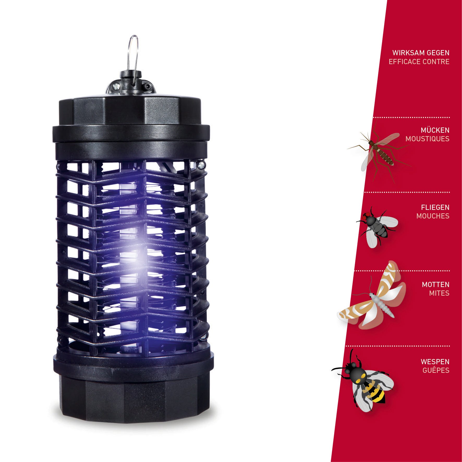 Windhager Lampa owadobójcza 3-gwiazdkowa, lampa przeciw komarom, lampa UV, bez trucizn i środków chemicznych, czarna, do 20 m², 03506