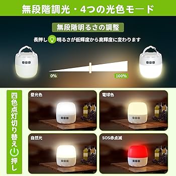 明るい 小型 吊り下げフック 段階調光 連続点灯250時間 4色切替 タッチ
