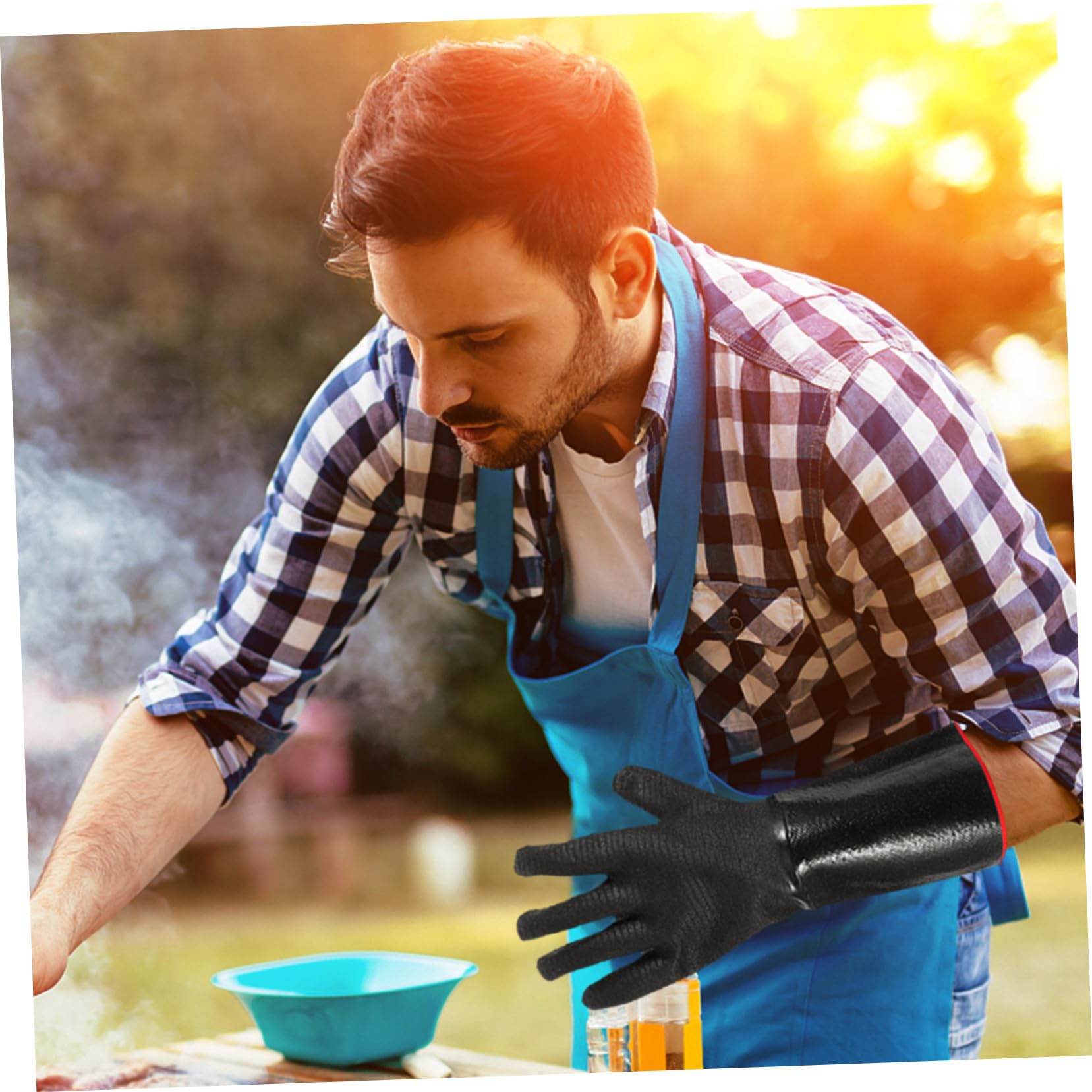 Kisangel Guantes Resistentes al Calor de Neopreno para Cocina y Barbacoa Impermeables Reutilizables y Lavables Protección contra Quemaduras y Altas Temperaturas Talla Única
