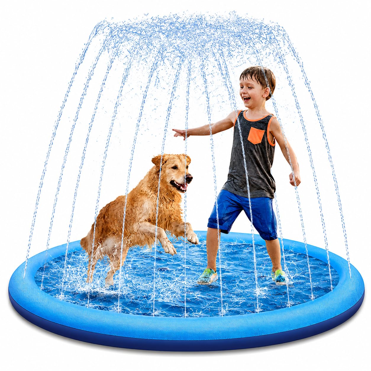 Splash Pad for Kids, Sprinkler Play Mat for Toddlers & Children, Outdoor Water Play Mat, BPA Free Thick PVC Splash Pool, Adjustable Spray Height, Summer Garden Water Toy for Kids & Pets