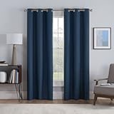 Talisa Insulated Noise Reducing Blackout Grommet Window Curtains for Living Room (2 Panels), 37 in x 84 in, Indigo