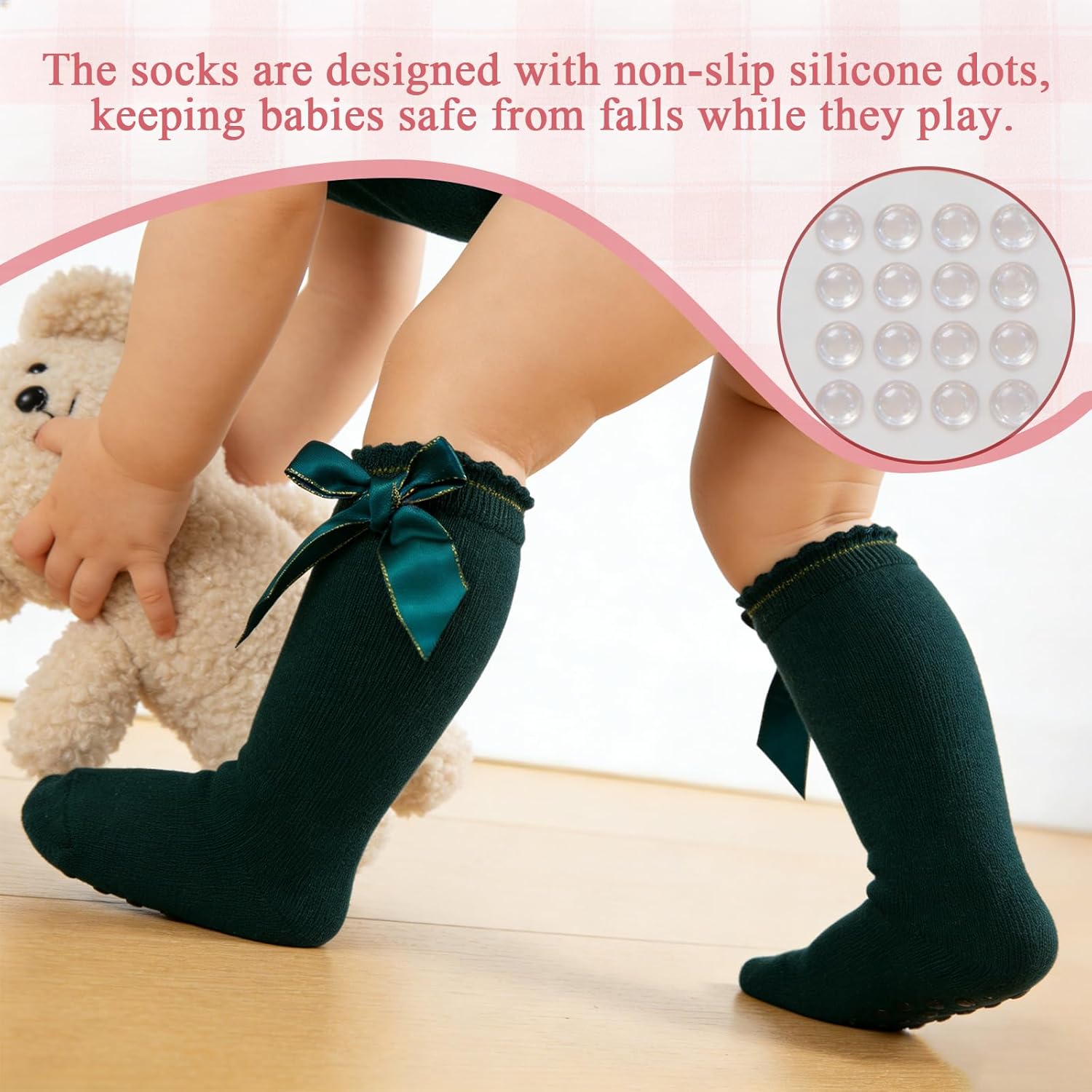 Baby Girls Knee High Socks Newborn Infant Toddler Non Slip Long Ruffle Frilly Stockings Cotton Bow Tall Tube Sock - Image 4