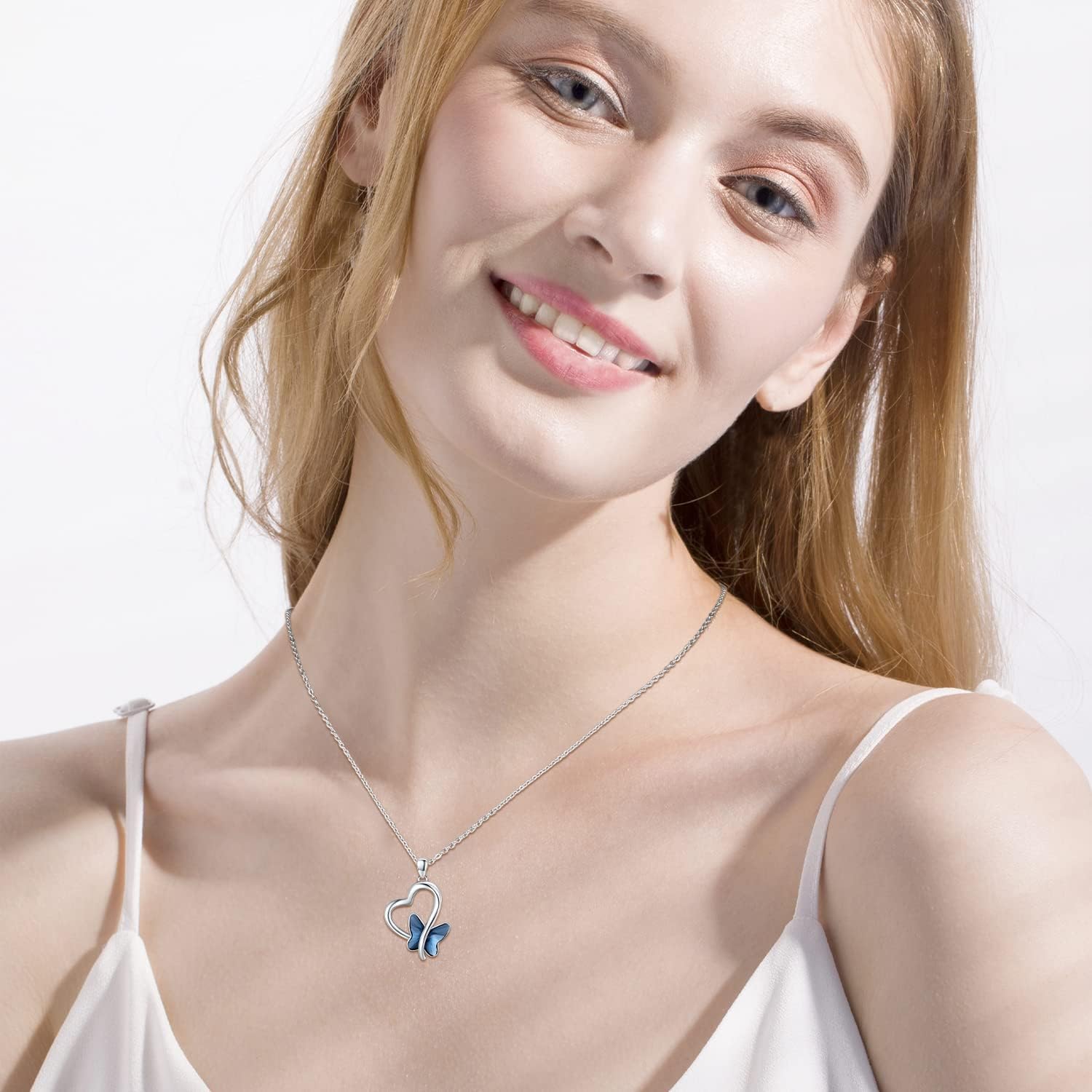 Butterfly Necklace 925 Sterling Silver Heart Butterfly Pendant Necklace with Moonstone Crystal Butterfly Jewelry Gifts for Women Girls - Image 6