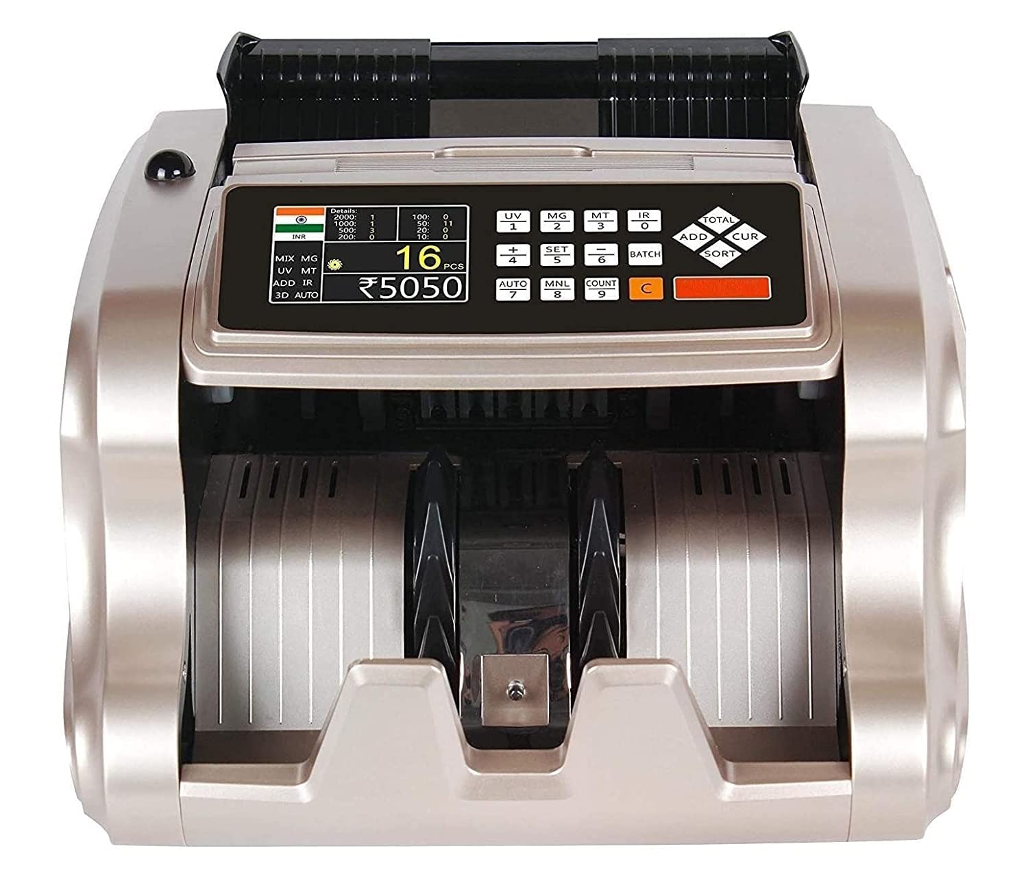 KAVINSTAR Loose Mix Note Value Counting Machine for Indian Currency(10,20,50,100,200,500,2000) with Fake Note Detector Heavy Duty Value Money Counting Machine !! 1 Year Warranty !!