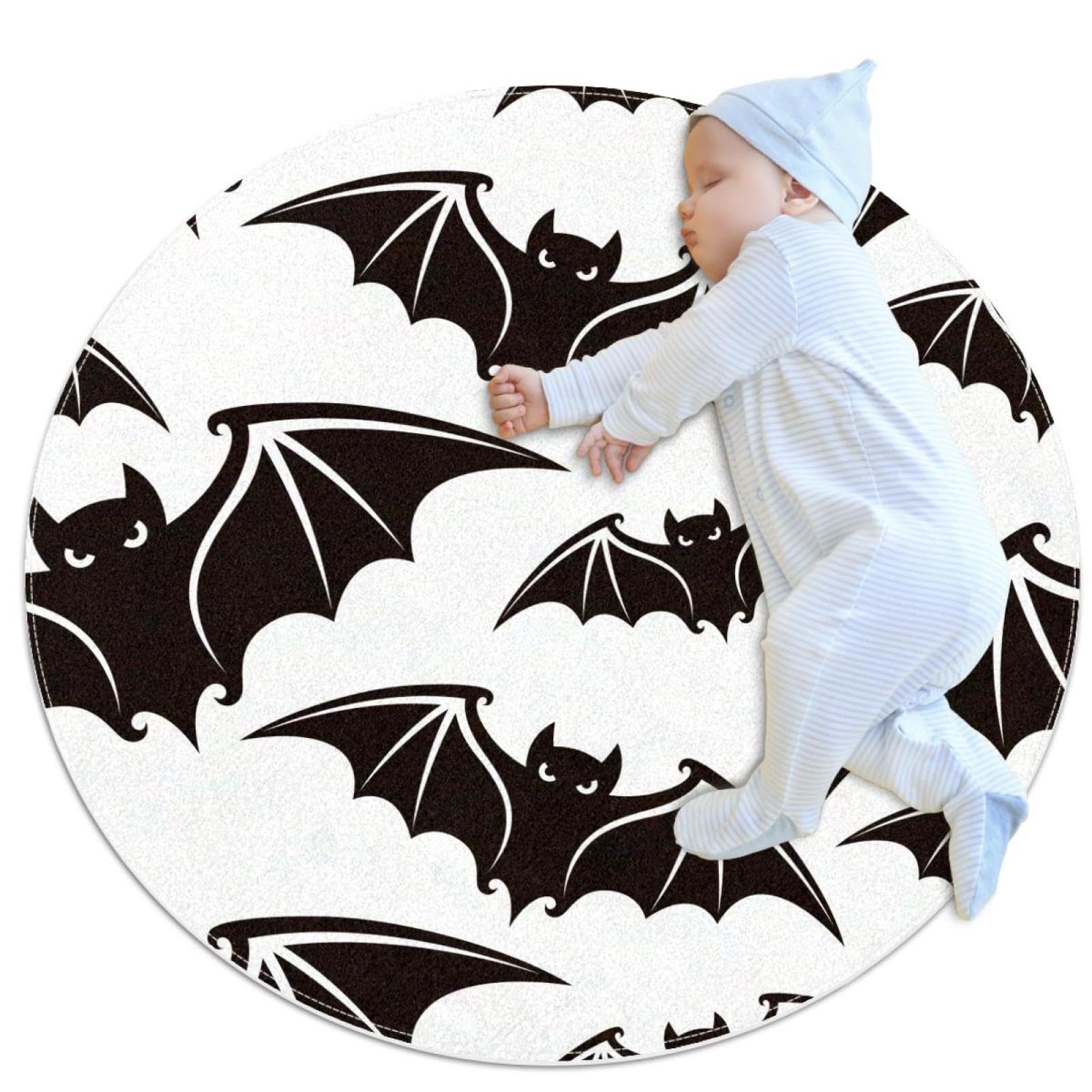 Tapis salle de bain chauve souris Halloween rond antiderapant chambre bebe canape