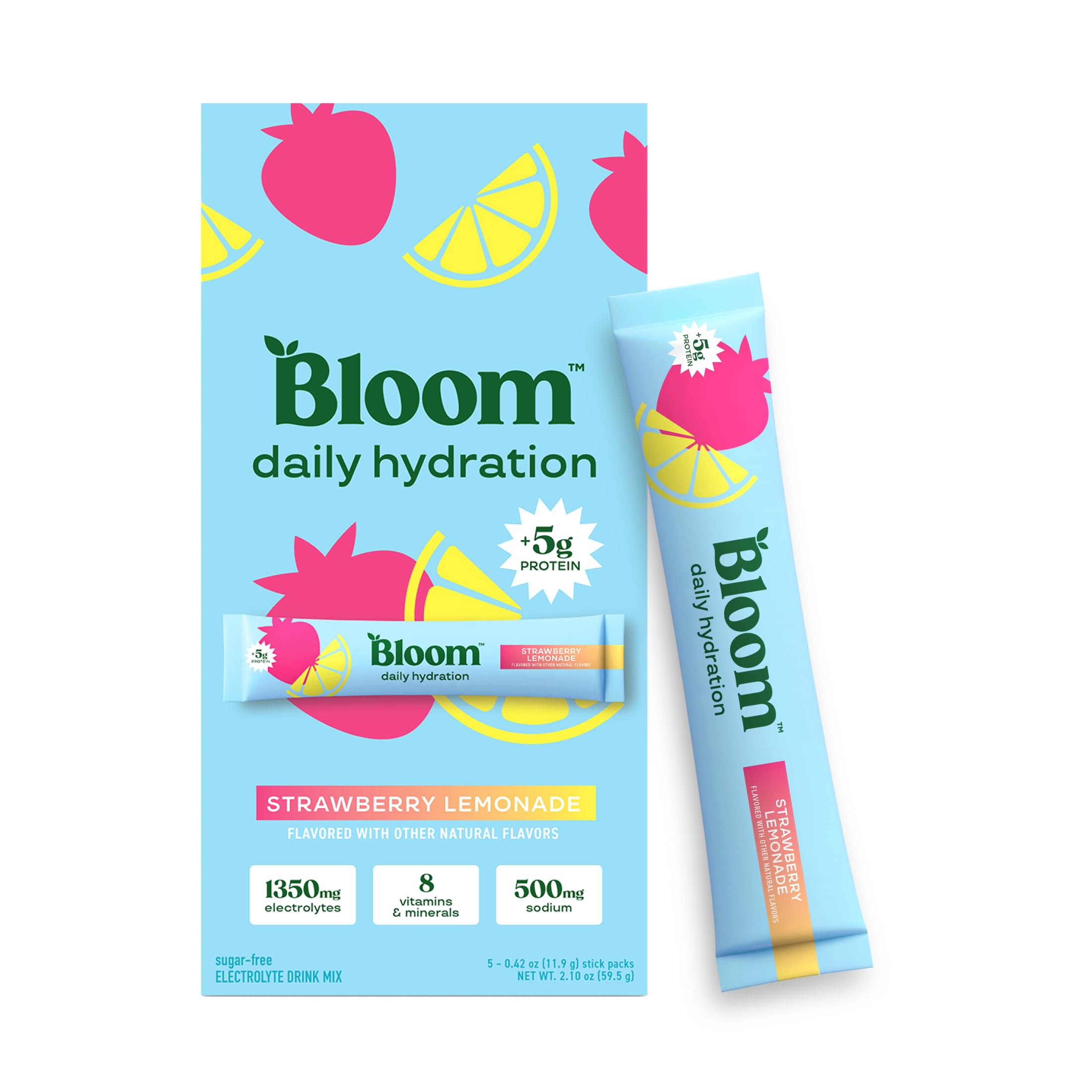Bloom Nutrition Hydration Electrolyte Sticks, Strawberry Lemonade, 5 Count Strawberry Lemonade 5 Servings