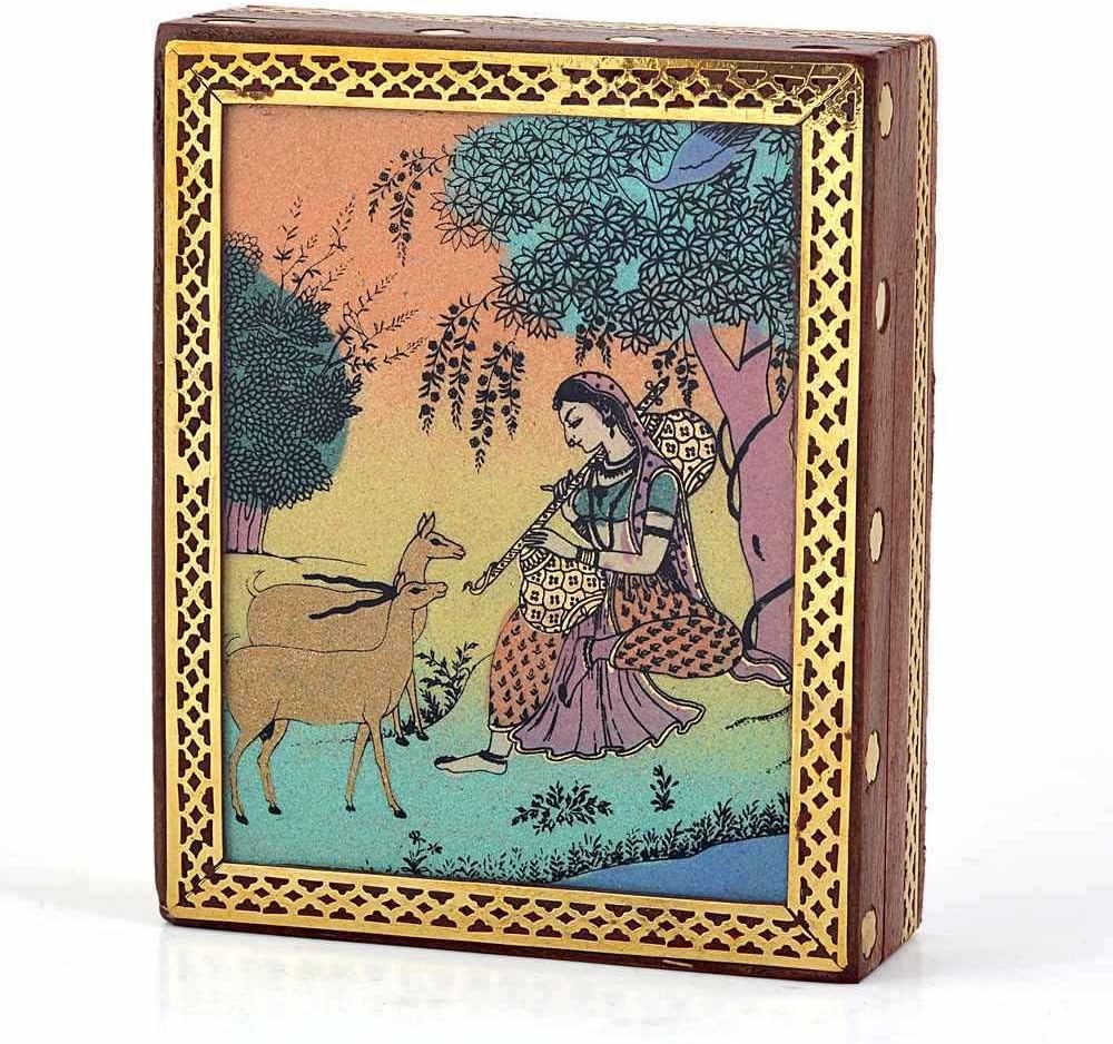 Little India Meera Gemstone Painting Wooden Jewelry Box 257