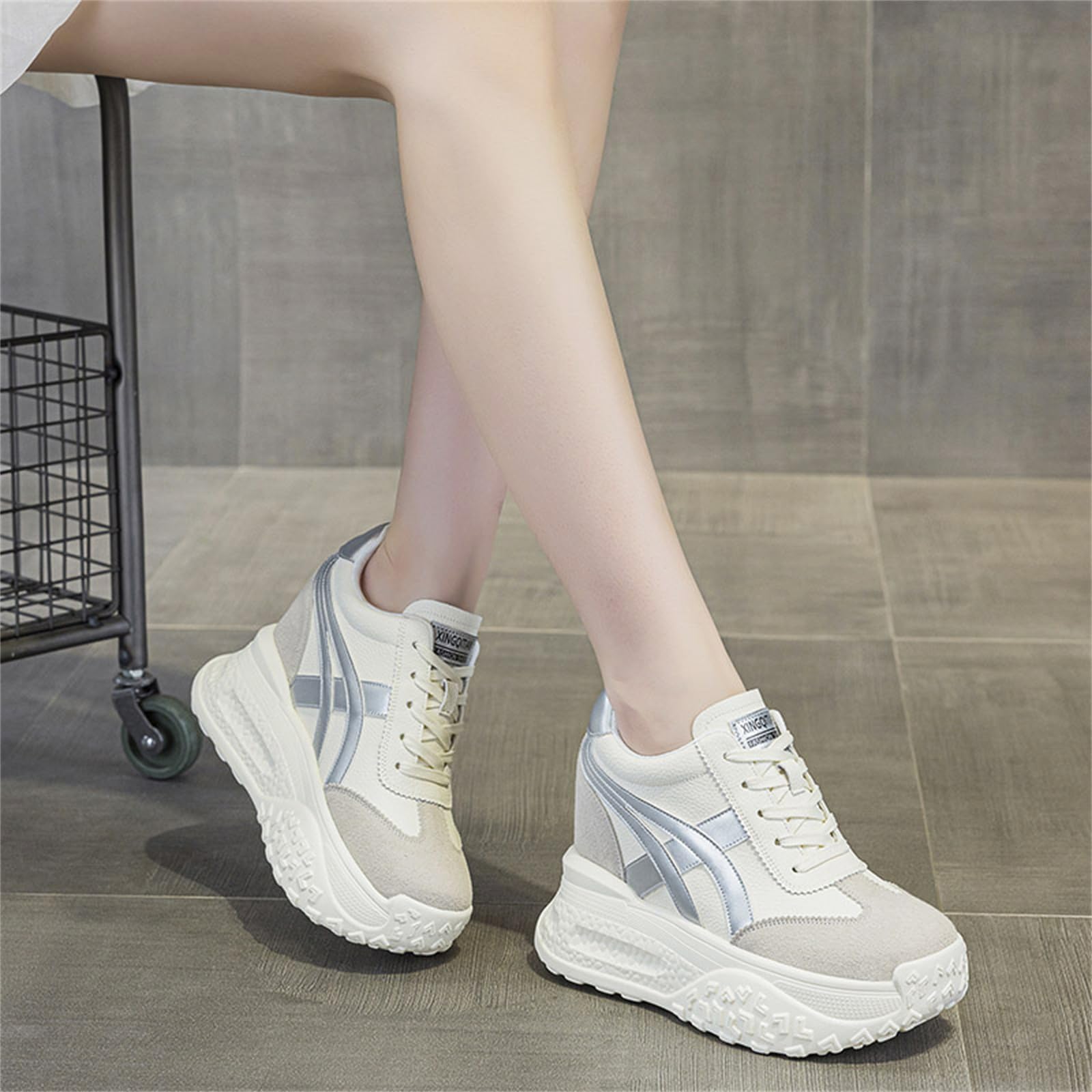 AONETIGER Sneakers Donna Alta Zeppa Moda Casual Scarpe | Casual Leggere Comode Sneakers Eleganti Piattaforma Scarpe Con Tacco Interno 11cm Per Quotidiane Aperto Gr.34EU-39EU