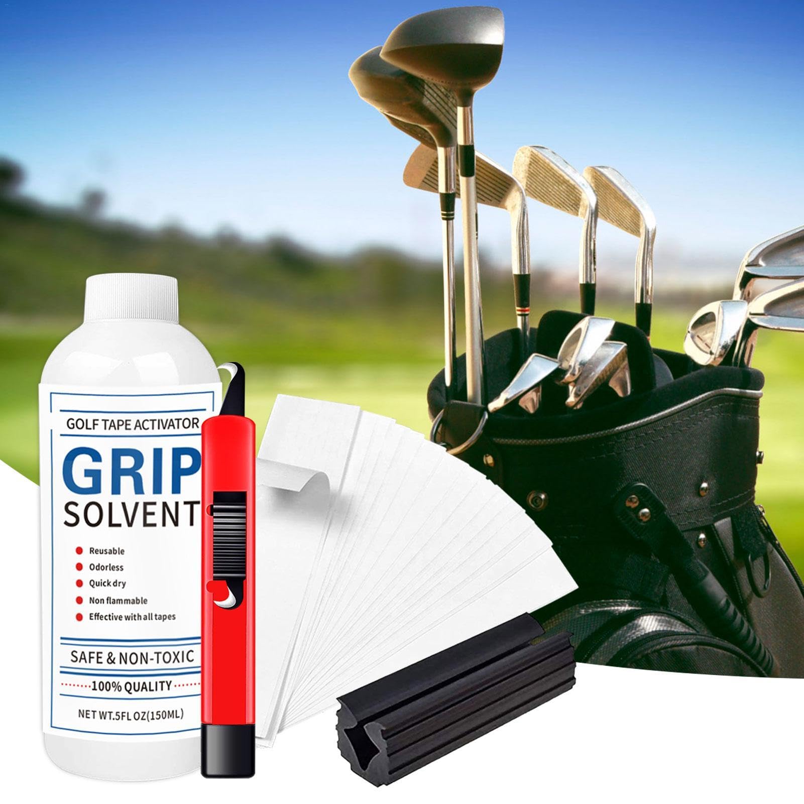 Generisch Golfschläger-Regripping-Kit - Golf Grip Kit Zum Umgreifen Von Golfschlägern,zum Umgreifen Von Golfschlägern Inkl. Hook Blade, 15 Griptape -Strips, Rubber Schraubstockklemme, Sol
