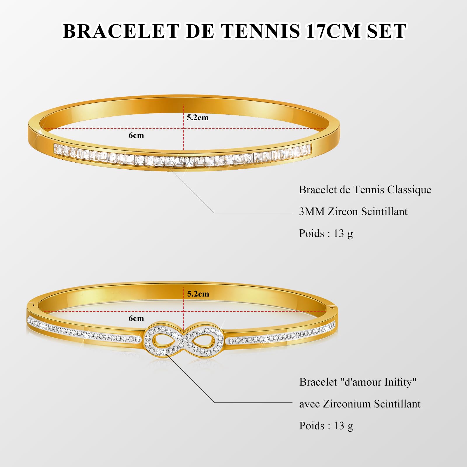 2 PCS Pulseras Mujer Plata Oro, Pulseras Apilables Mujeres, Brazaletes para Mujeres Joyería Mujer, Regalos para Esposa Hija Madre y Amigas Navidad Aniversario Cumpleaños San Valentín Día de la Madre — view 5