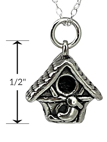 Miniatura 3 de Sterling Silver Bird House Nest Home Nature 3D Charm Necklace, 18"