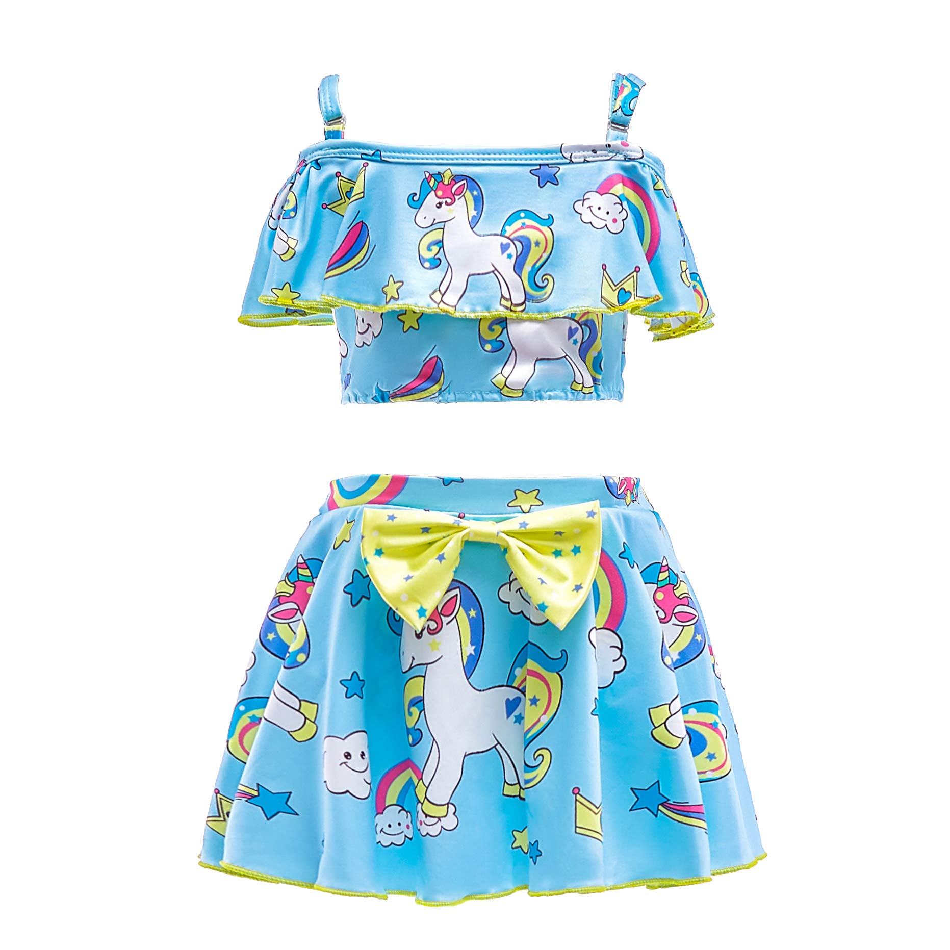 Lito Angels - Costume da Bagno Unicorno per Bambine, 2 Pezzi Tankini Blu/Rosa/Viola